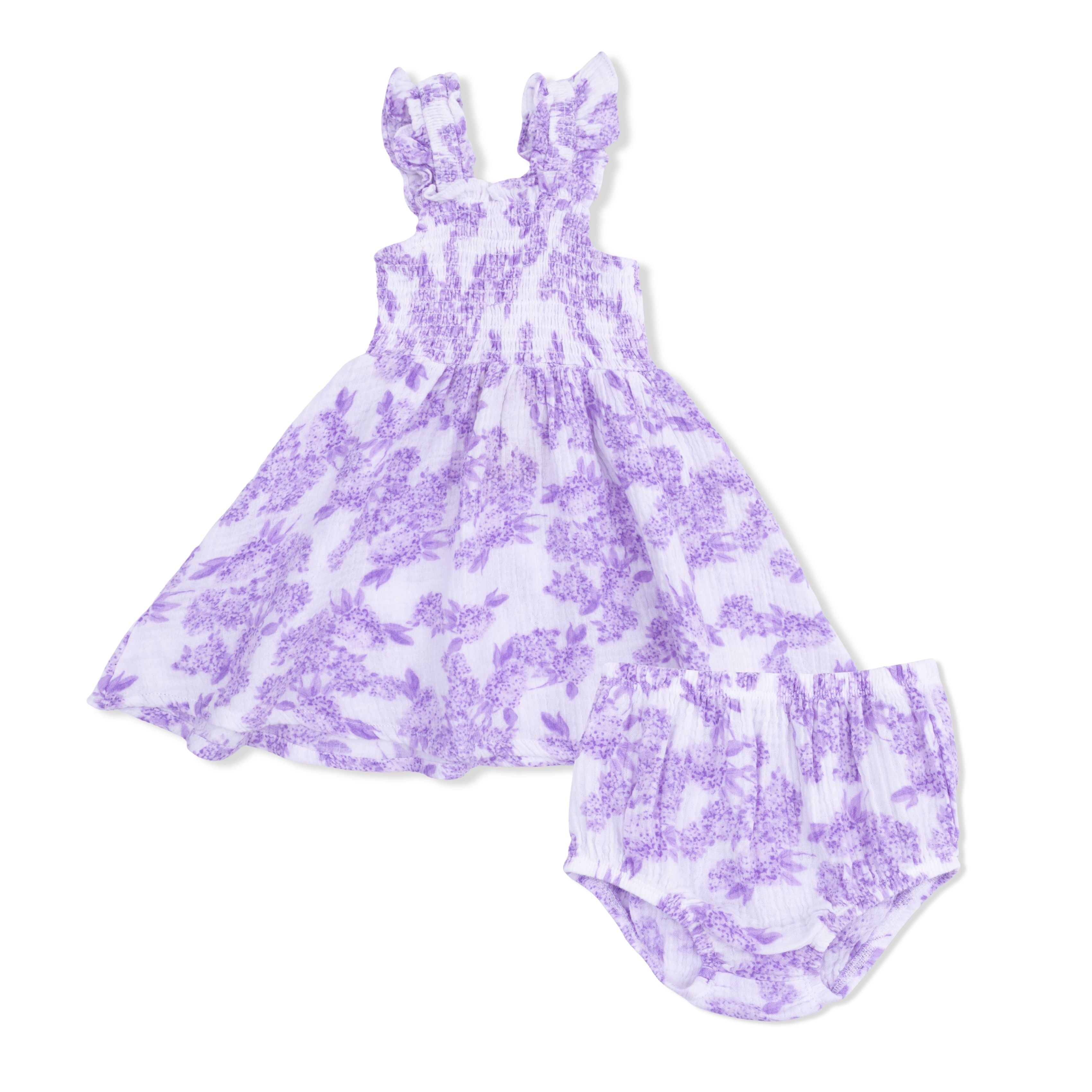 Lilac Floral  - Smocked Sundress With Bloomer