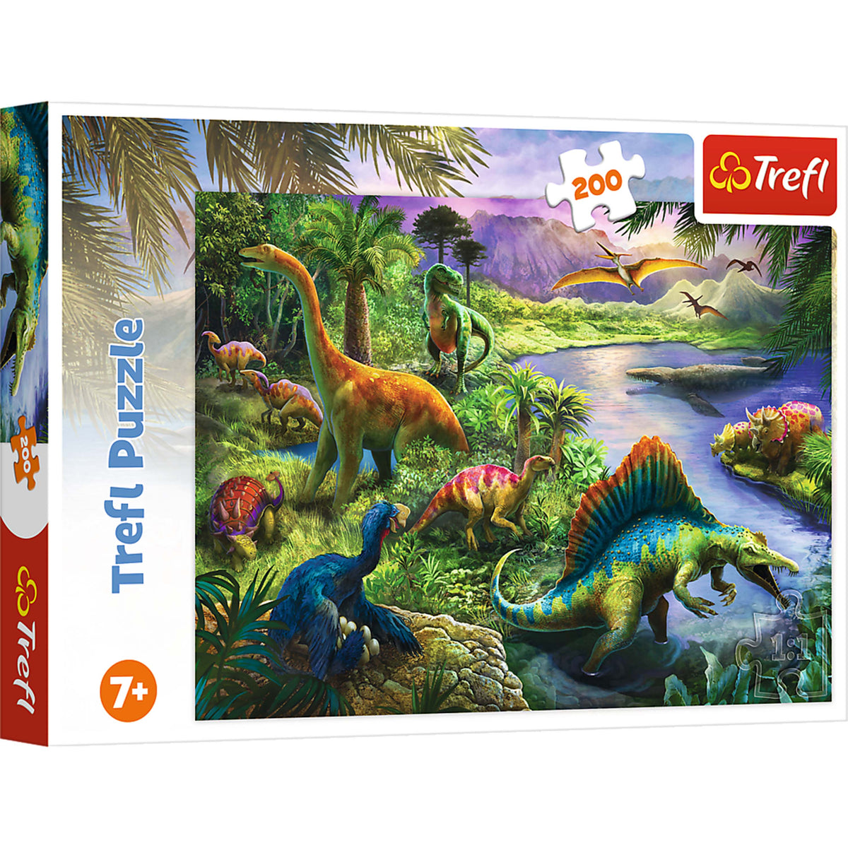 Red 200 Piece Kids Puzzle - Hungry Dinosaurs