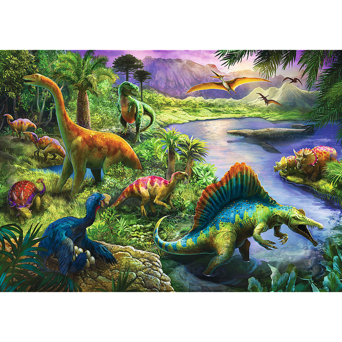 Red 200 Piece Kids Puzzle - Hungry Dinosaurs