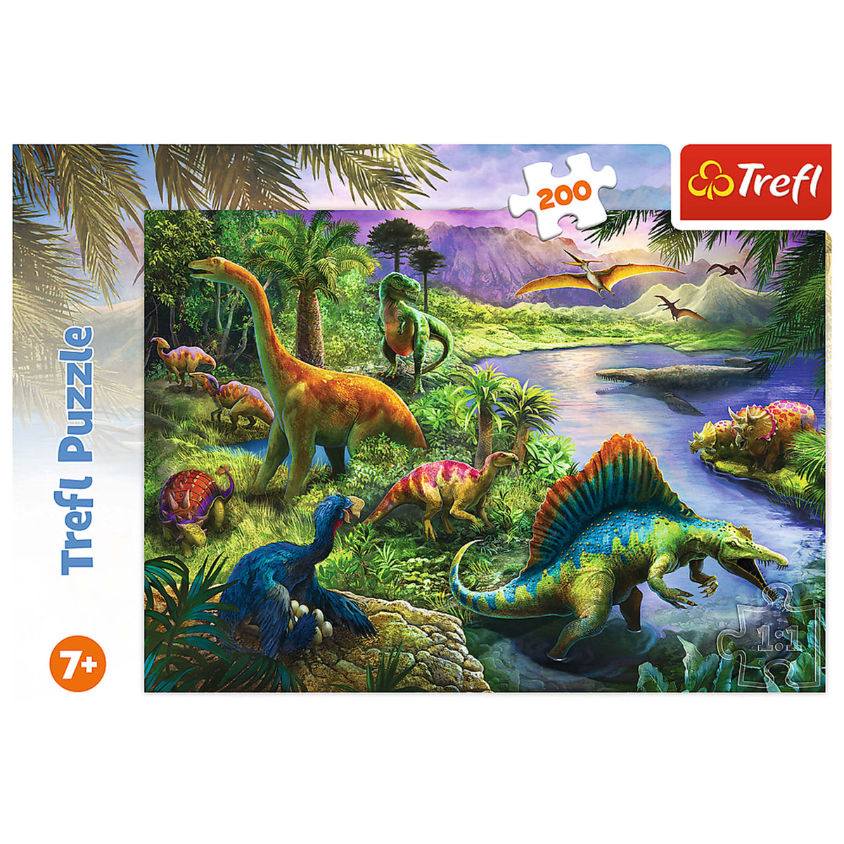 Red 200 Piece Kids Puzzle - Hungry Dinosaurs