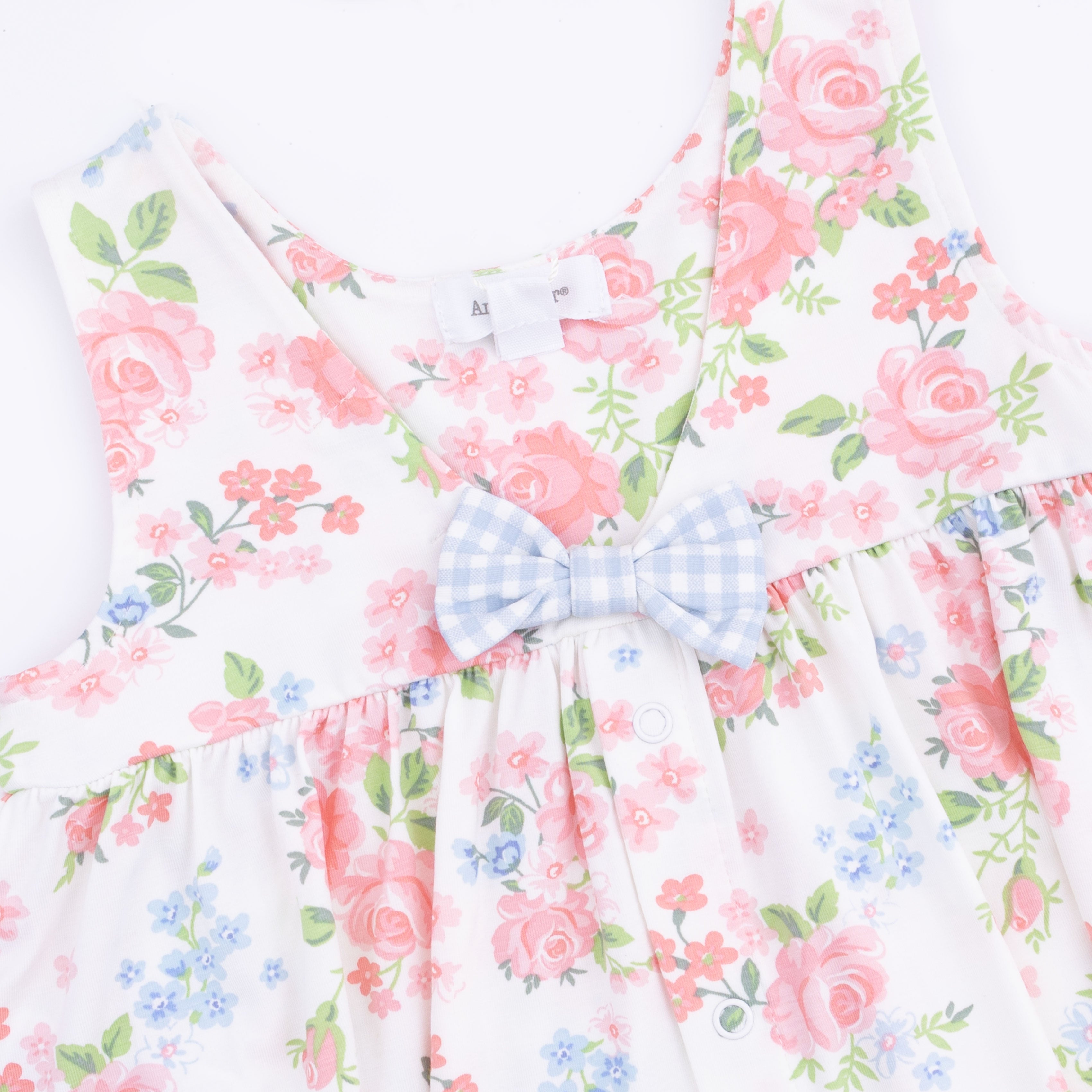 Cute Little Roses - Infant Dress With Bow And Bloomer