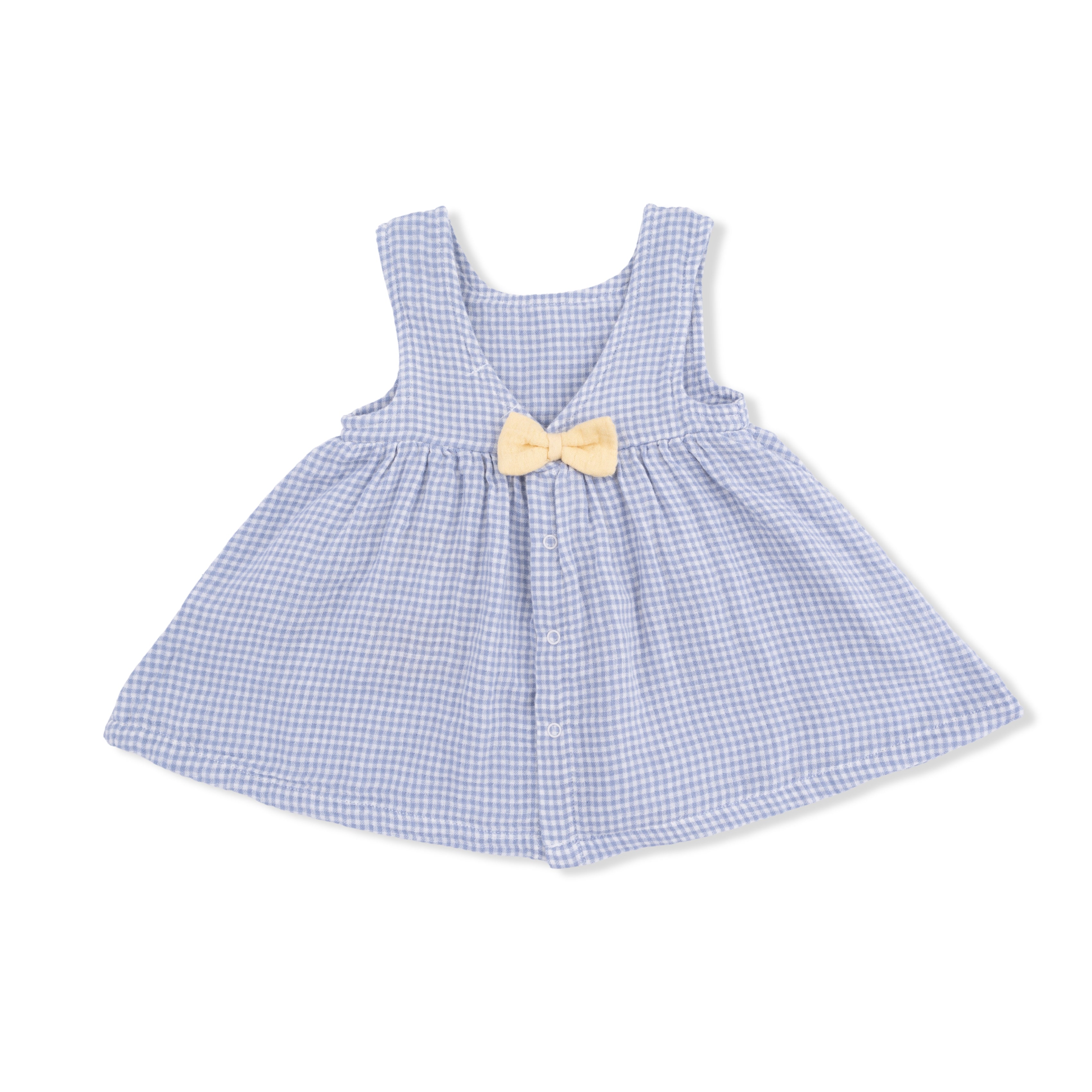 Micro Gingham Blue Blizzard - Infant Dress With Bow And Bloomer