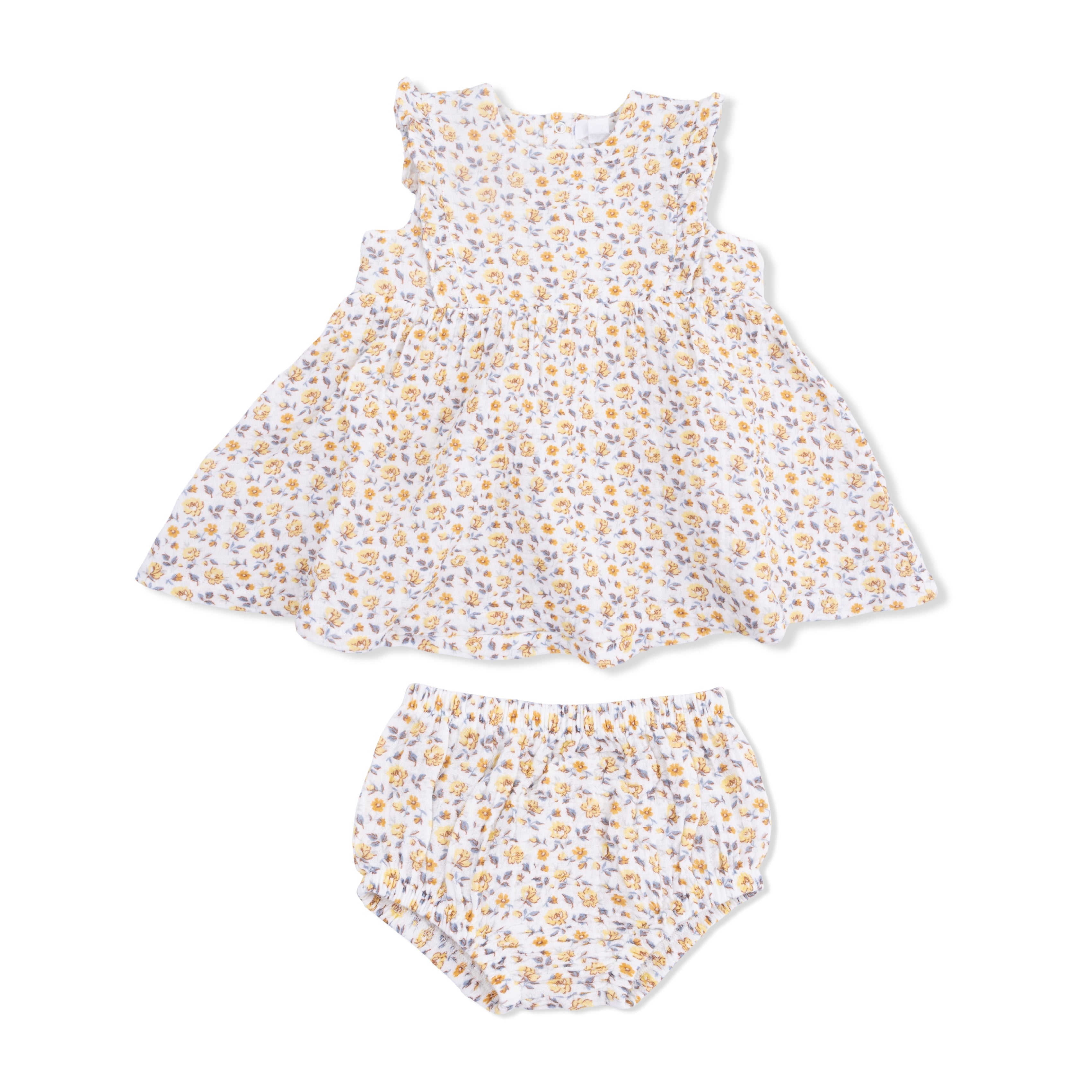Yellow Country Roses - Ruffle Dress And Bloomer