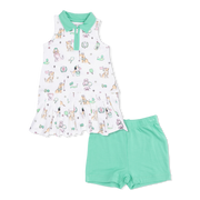 Country Club Dogs Pink - Polo Tennis Dress With Cartwheel Short