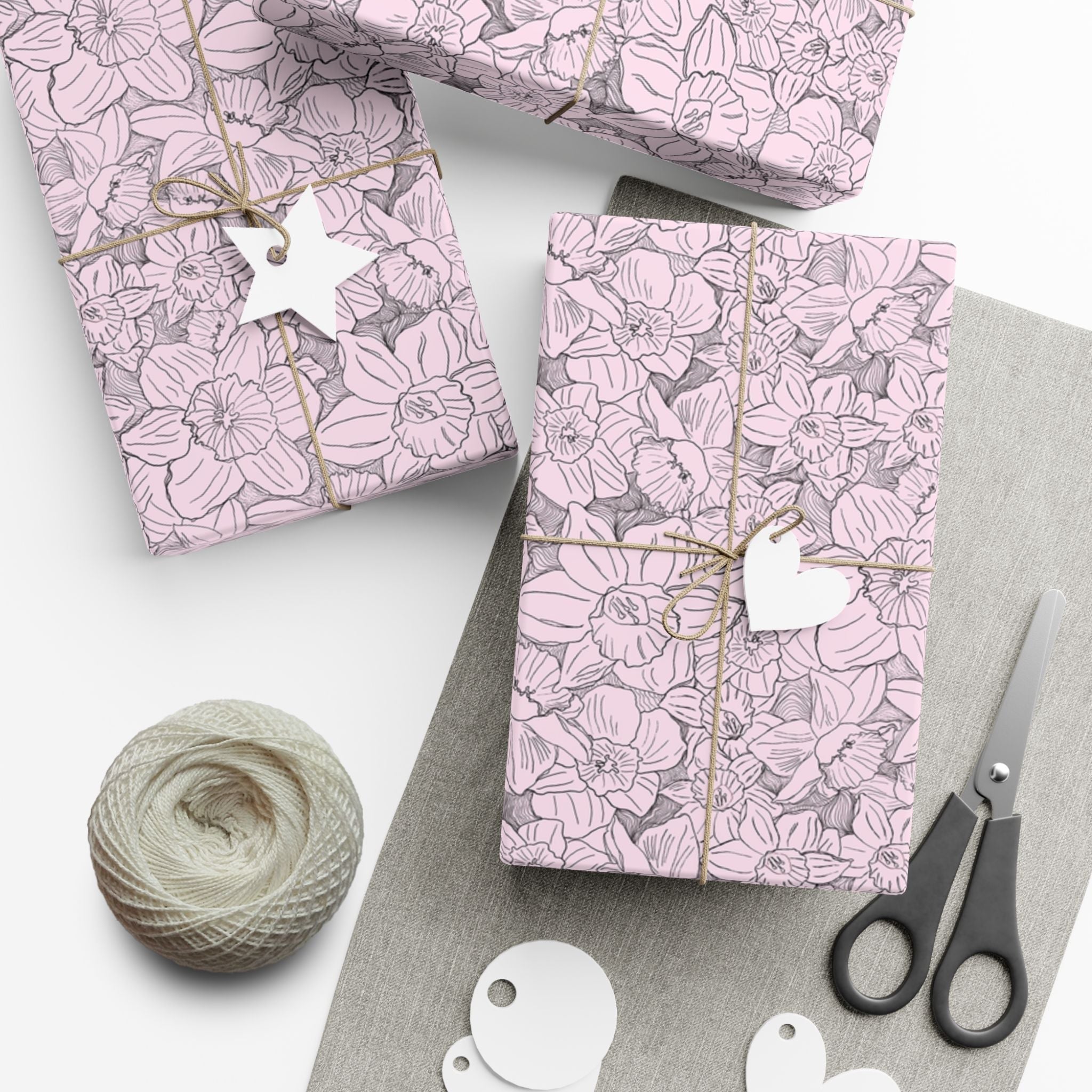 Blush Floral Line Art Gift Wrap
