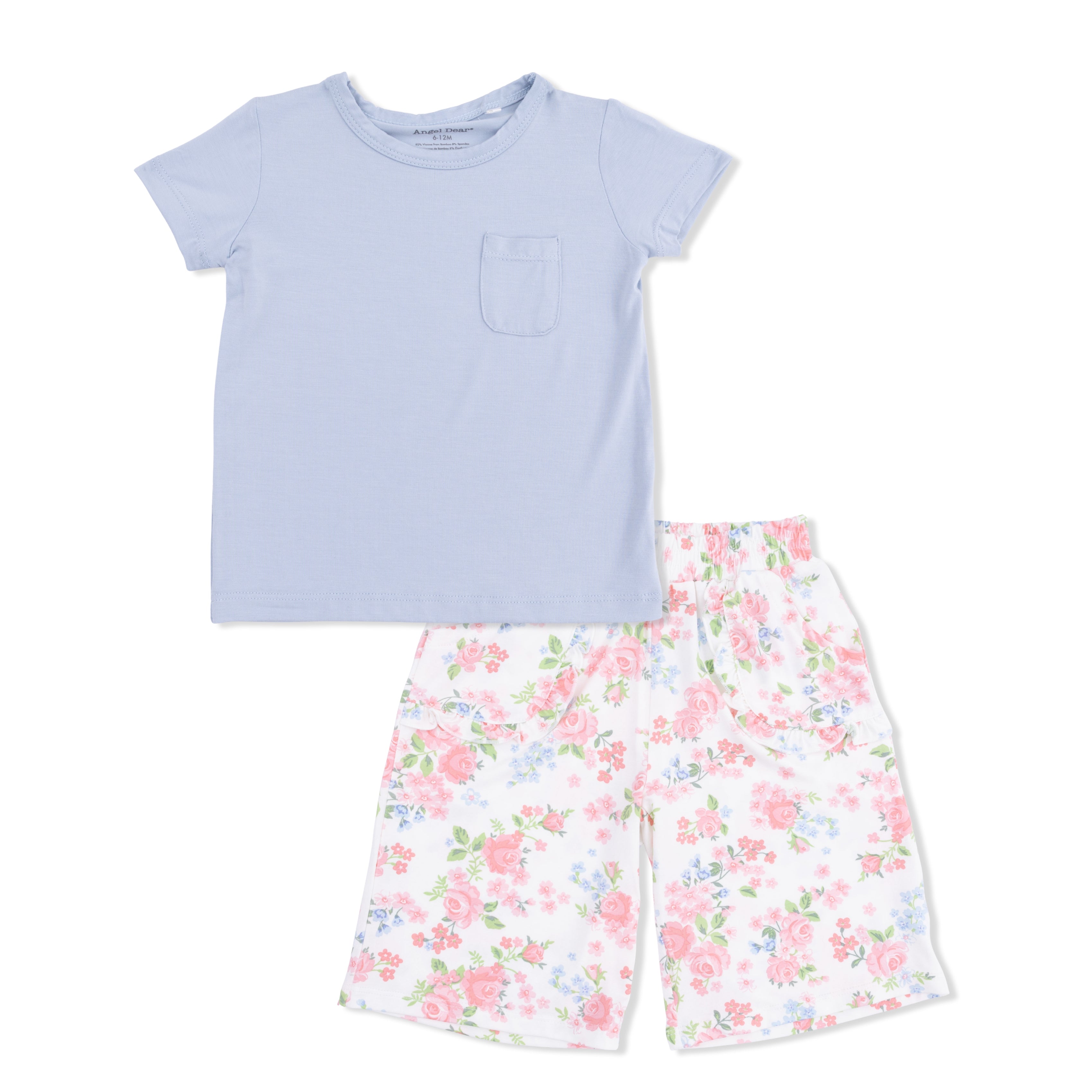 Cute Little Roses - Short Sleeve Shirt With Wide Leg Pant