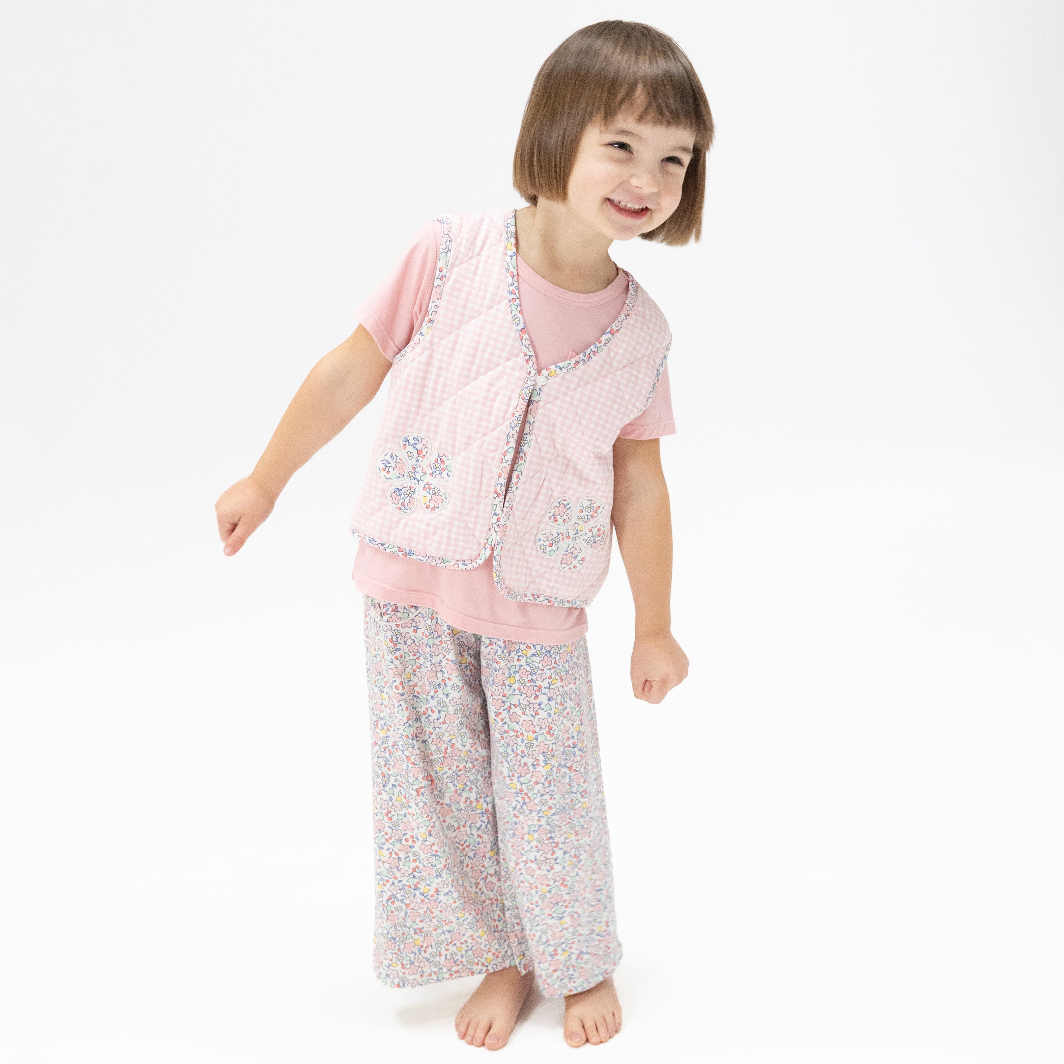 Elizabeth's Garden - Short Sleeve Shirt With Wide Leg Pant