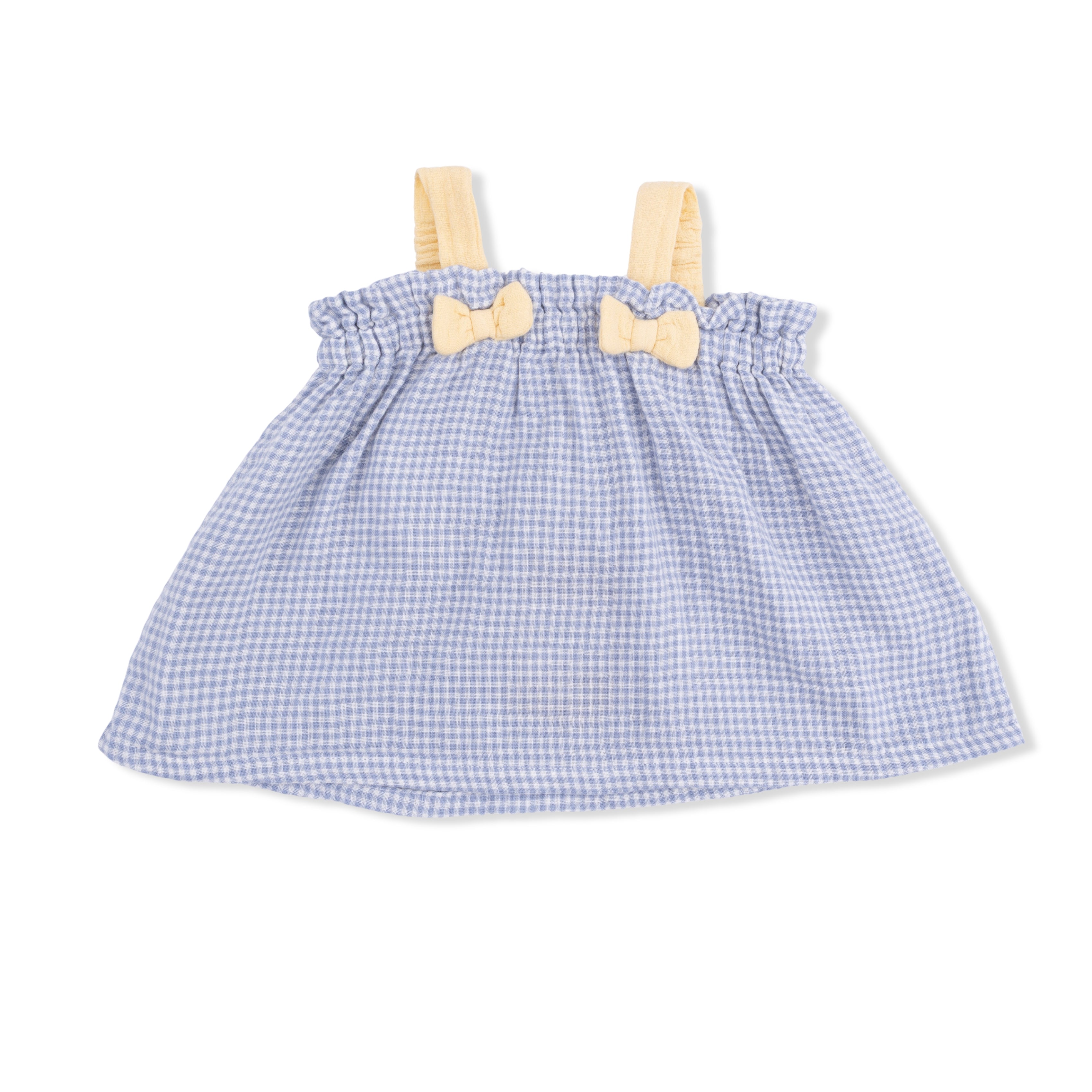 Micro Gingham Blue Blizzard - Top With Bows And Ruffle Leg Bloomer