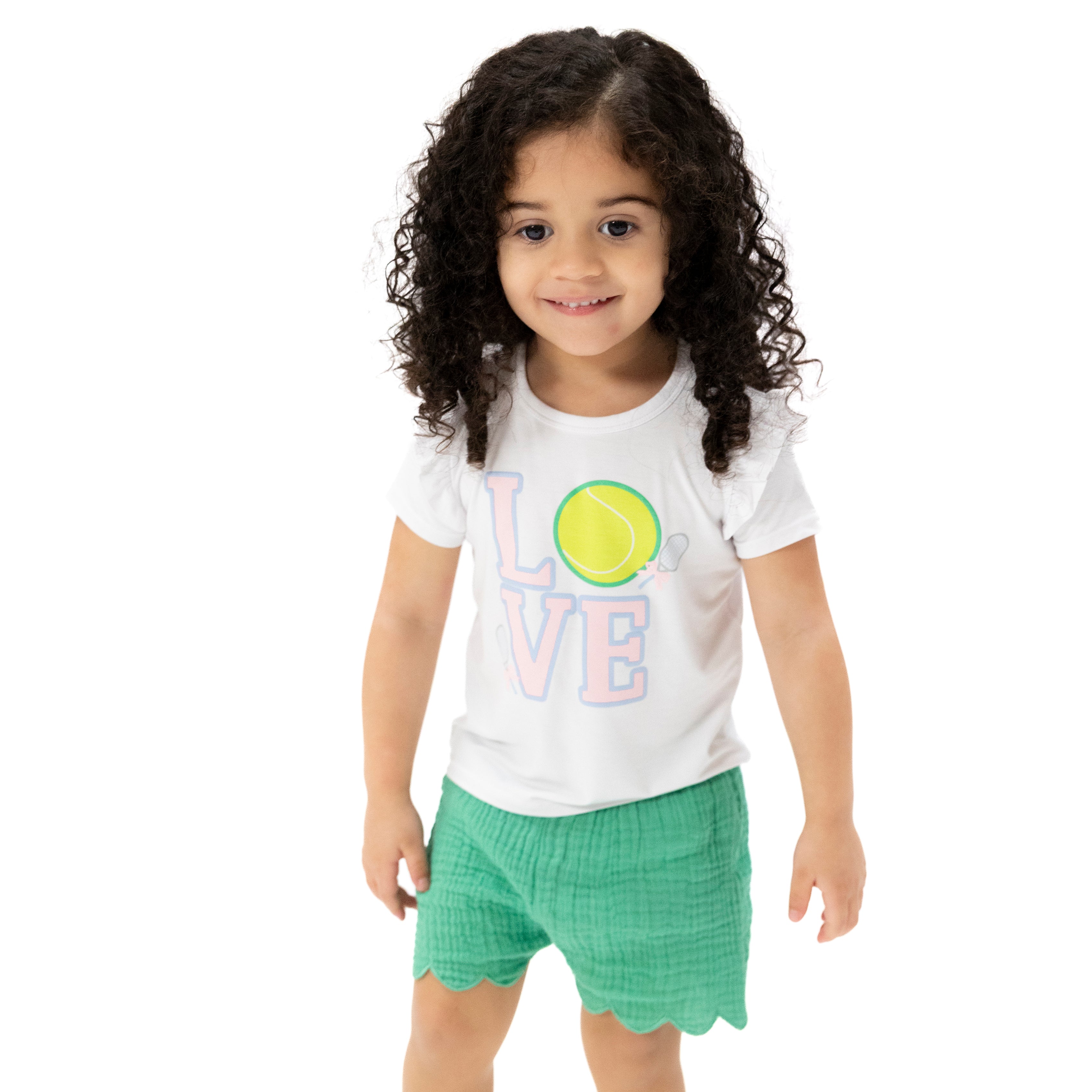 Solid Muslin Ming Green - Scallop Short