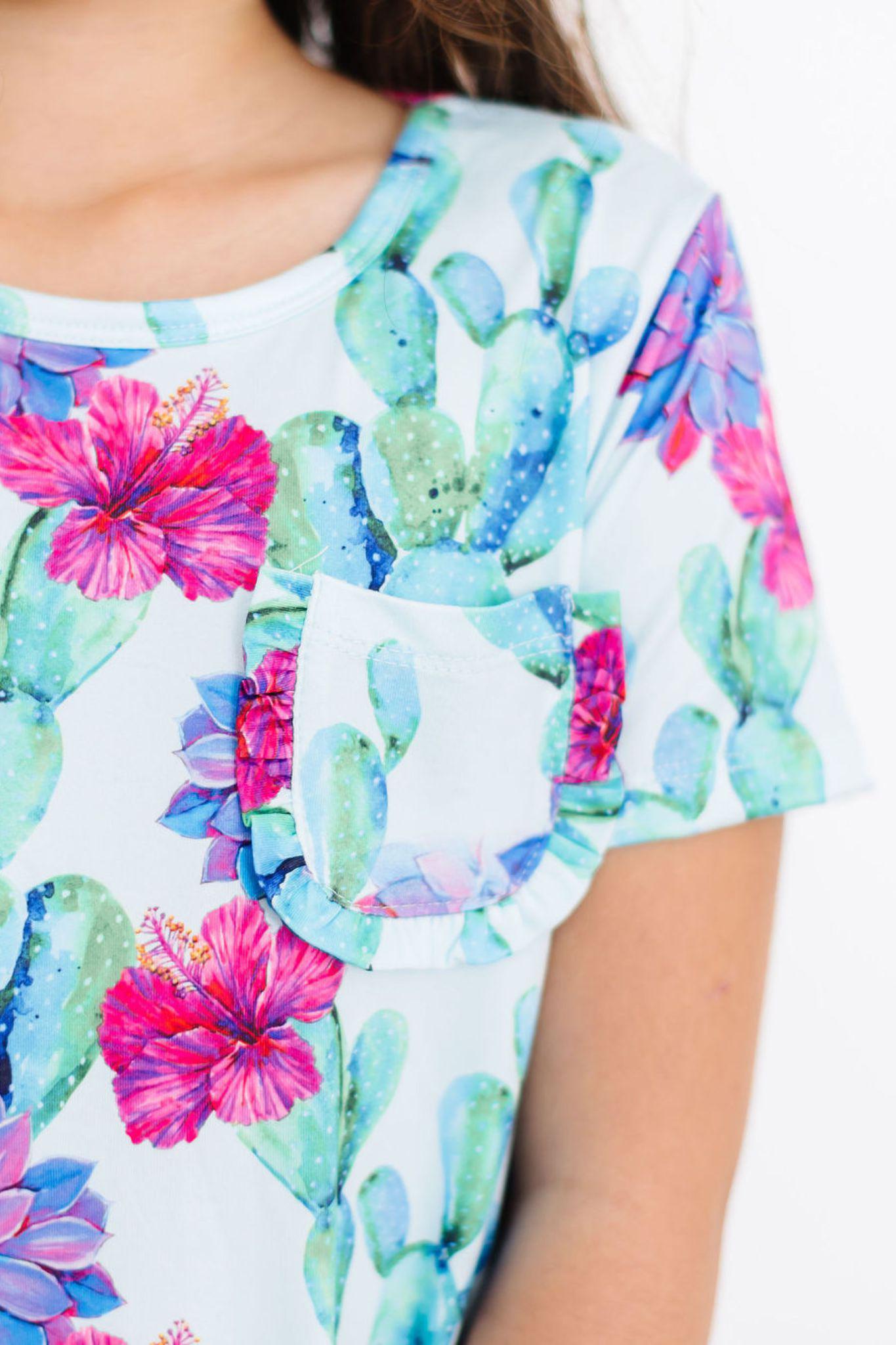 Cactus Flower T-shirt Dress