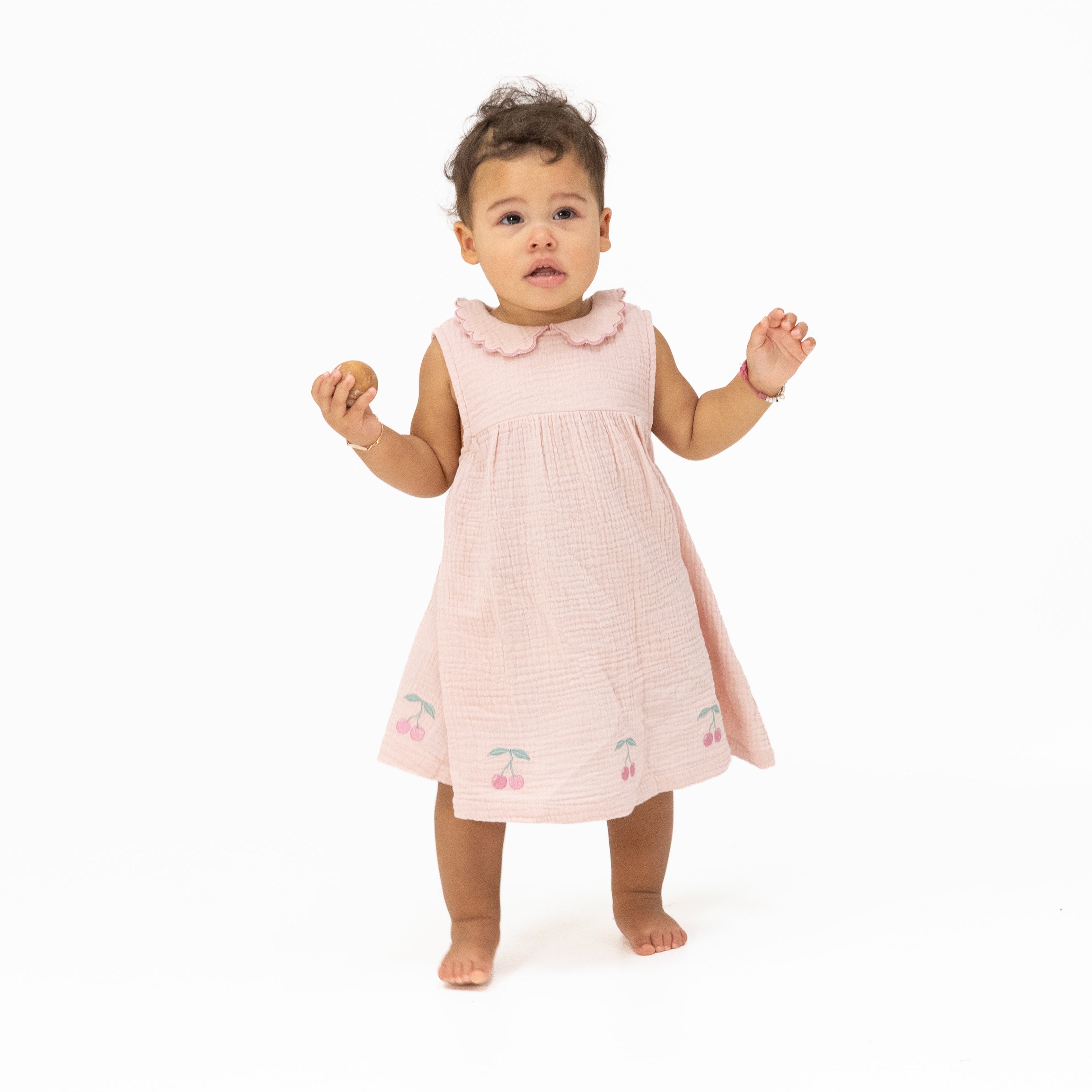 Solid Muslin Lotus - Petal Collar Dress Set