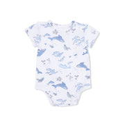 Watercolor Blue Whales - Short Sleeve Bodysuit