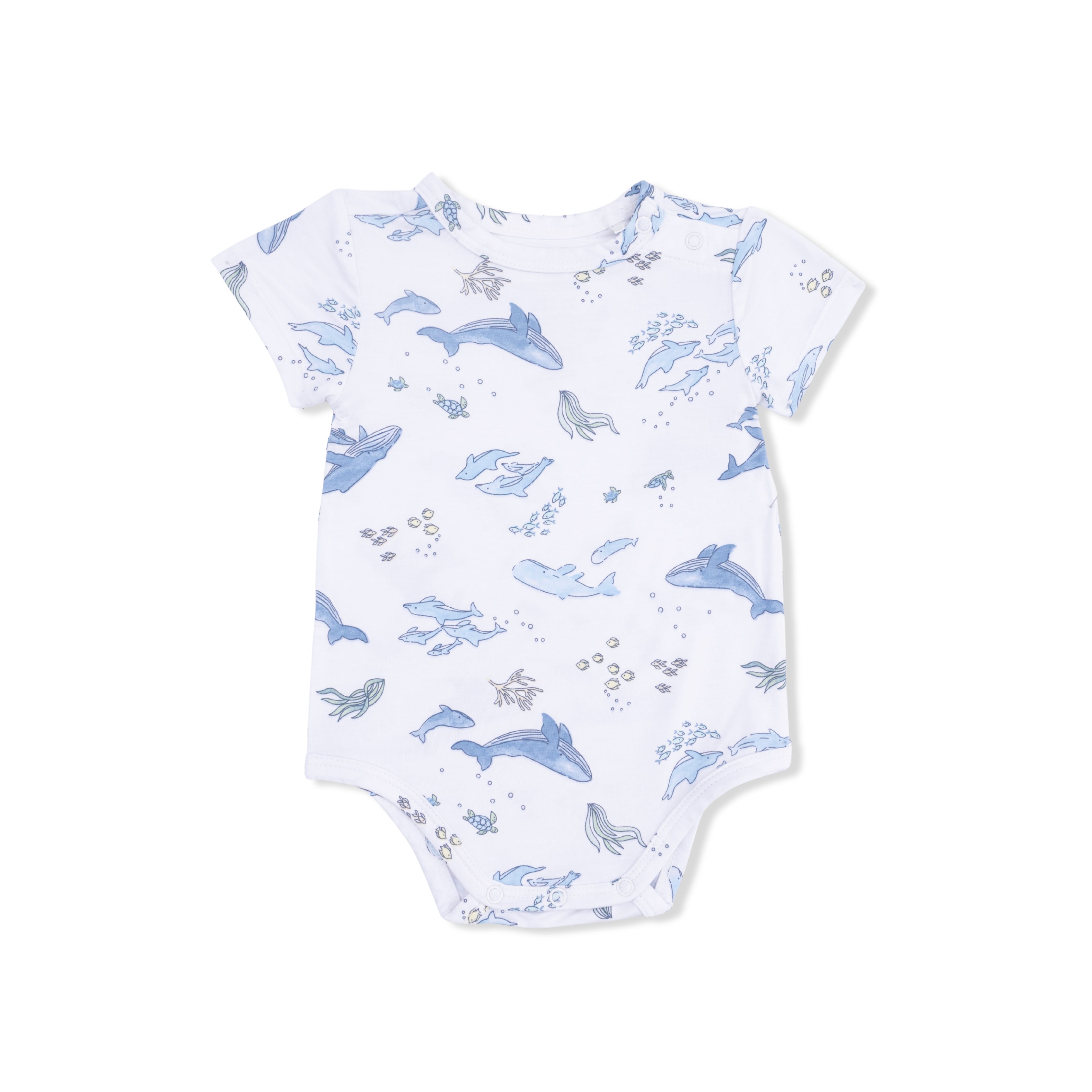 Watercolor Blue Whales - Short Sleeve Bodysuit