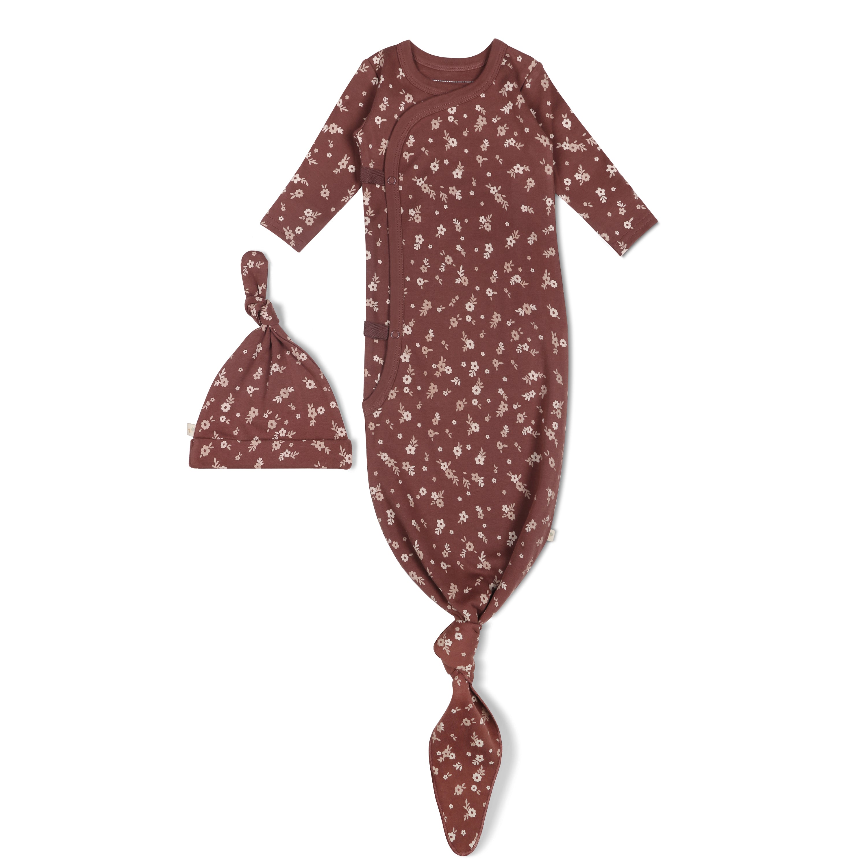 Organic Kimono Knotted Sleep Gown - Winter Bloom