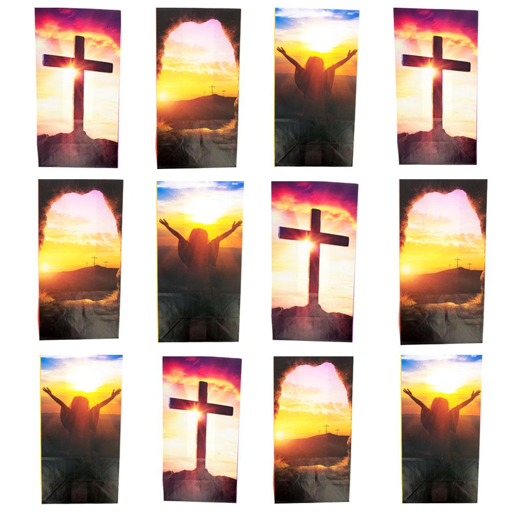 Set Of 12 Religious Easter Gift Bags 9.75 Inches