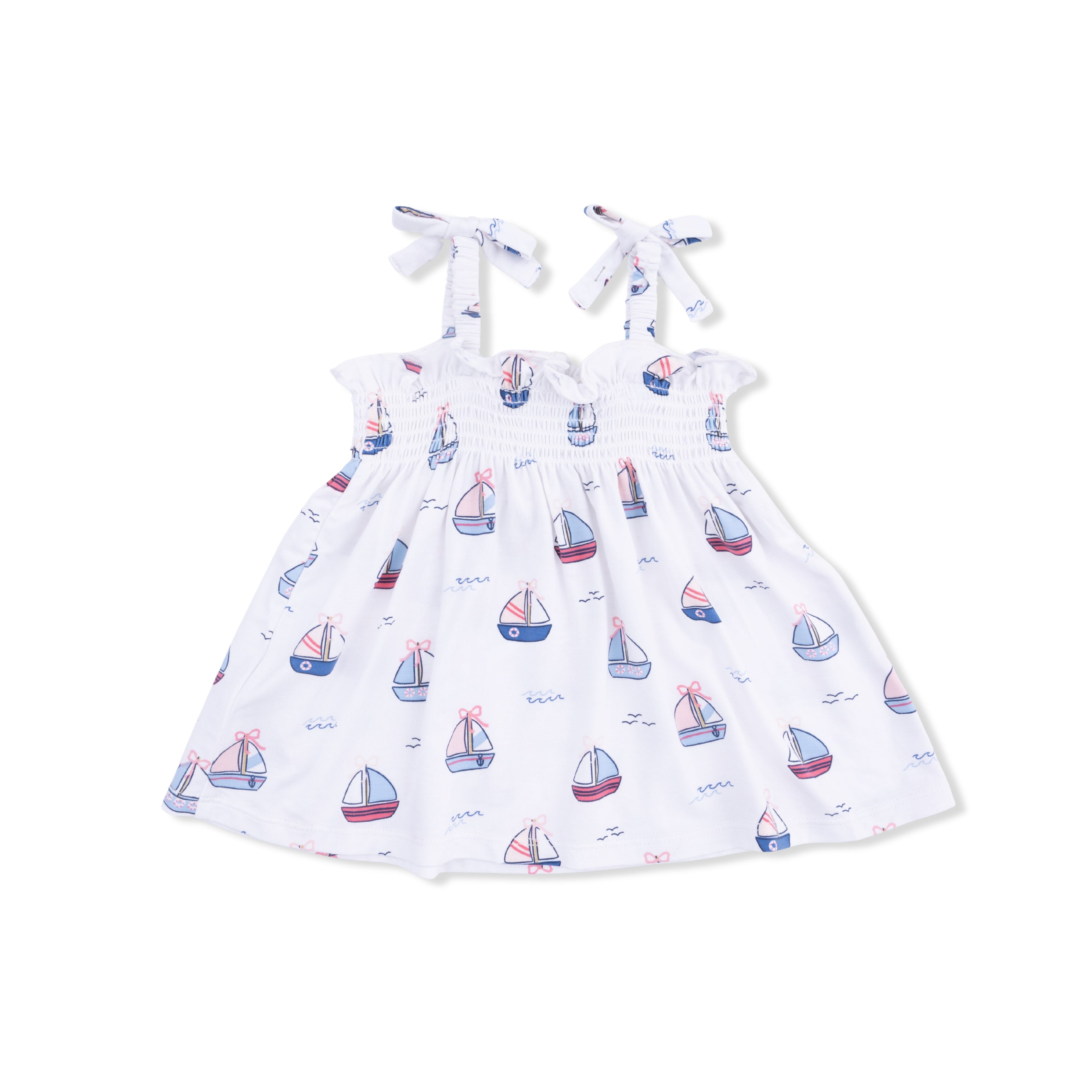 Bubbly Sailboats Pink - Smocked Top & Bike Short