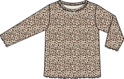 Leopard Rib - Long Sleeve Lettuce Edge Tunic Top