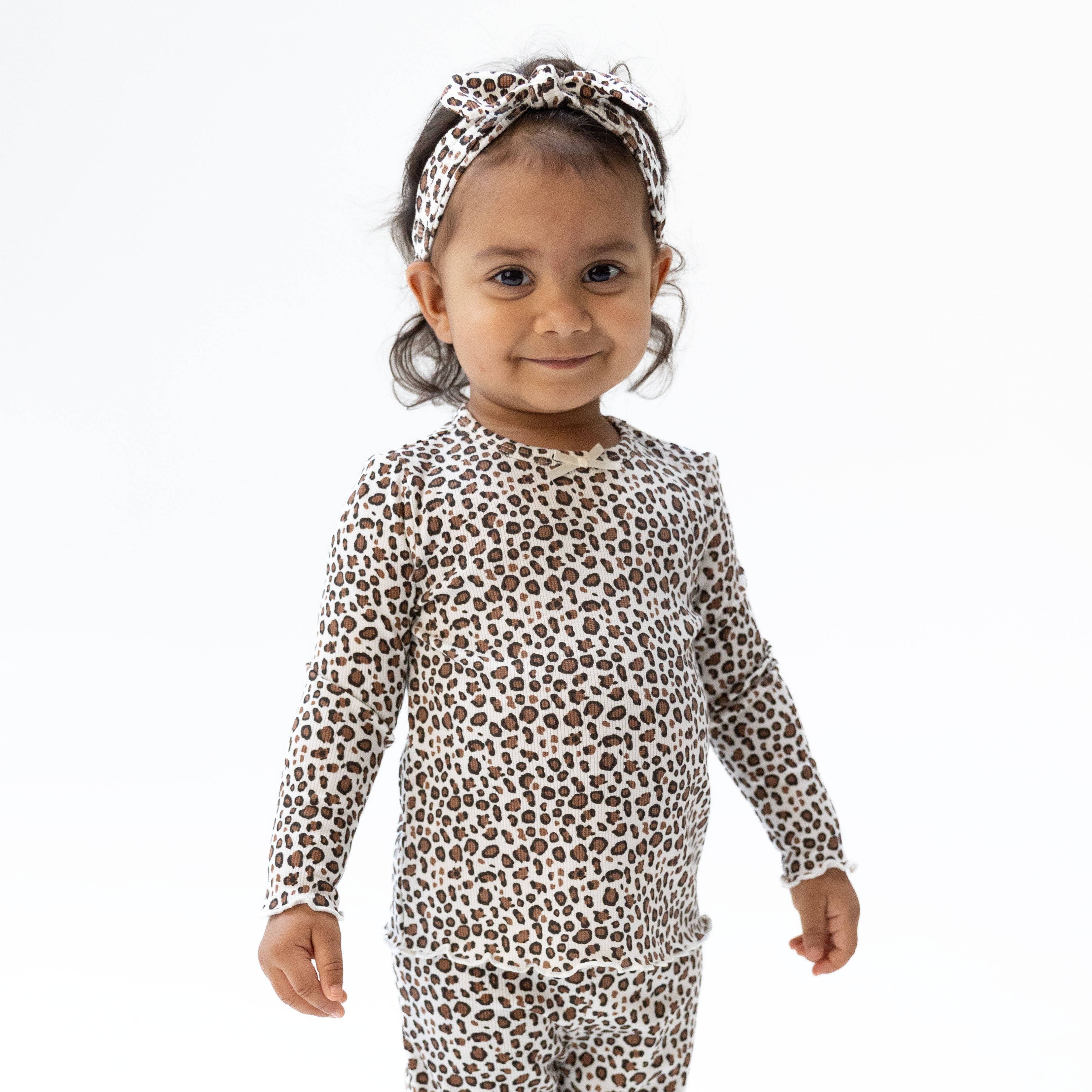 Leopard Rib - Long Sleeve Lettuce Edge Tunic Top