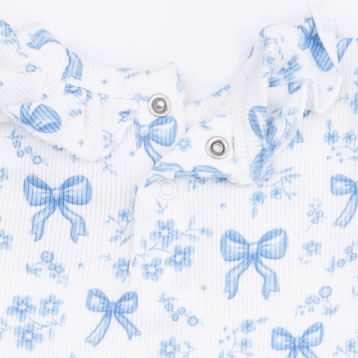 Blue Bows And Flowers - Long Sleeve Ruffle Top And Pant