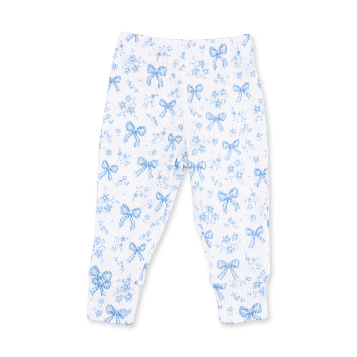 Blue Bows And Flowers - Long Sleeve Ruffle Top And Pant