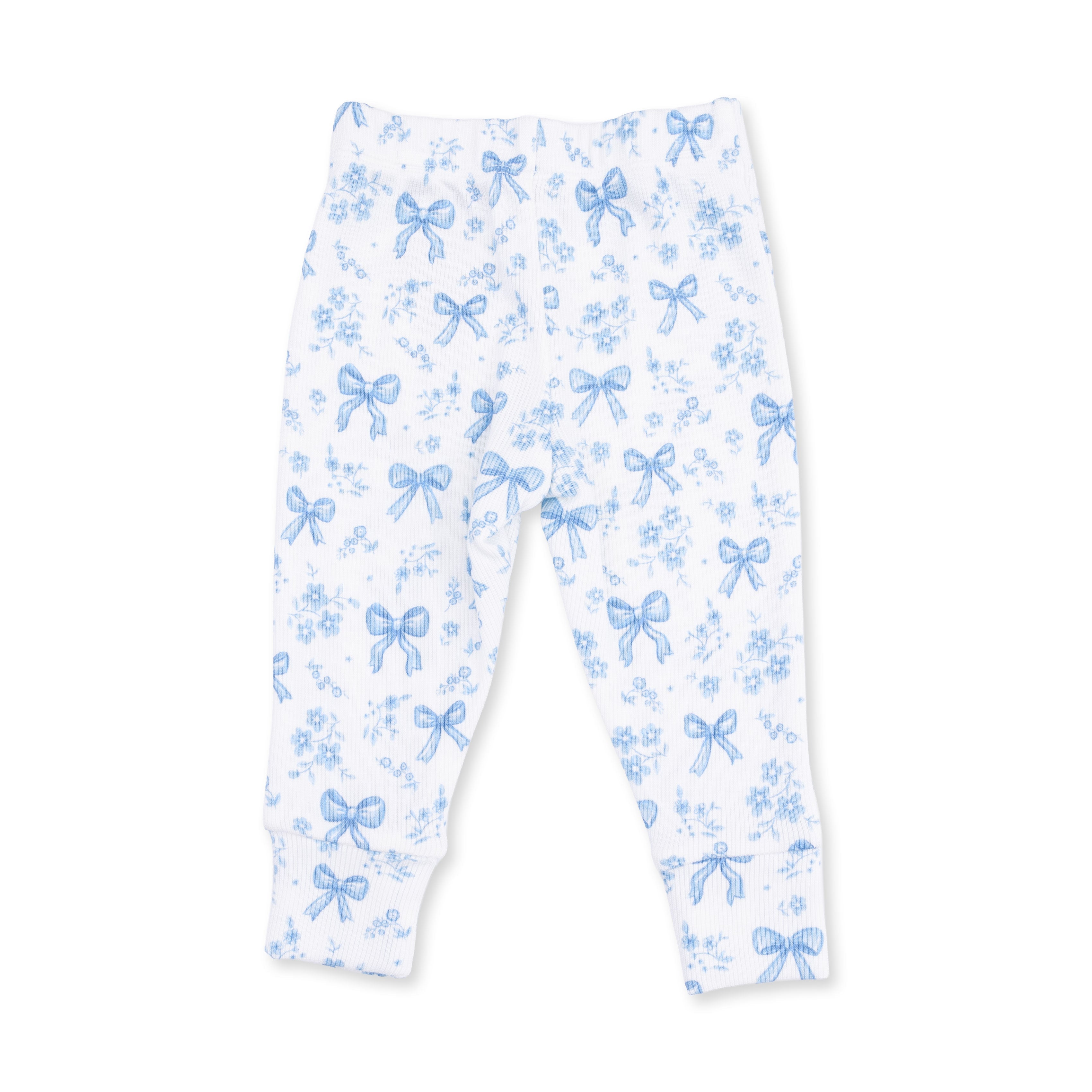 Blue Bows And Flowers - Long Sleeve Ruffle Top And Pant