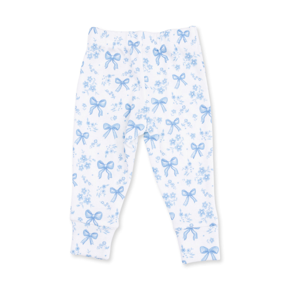 Blue Bows And Flowers - Long Sleeve Ruffle Top And Pant