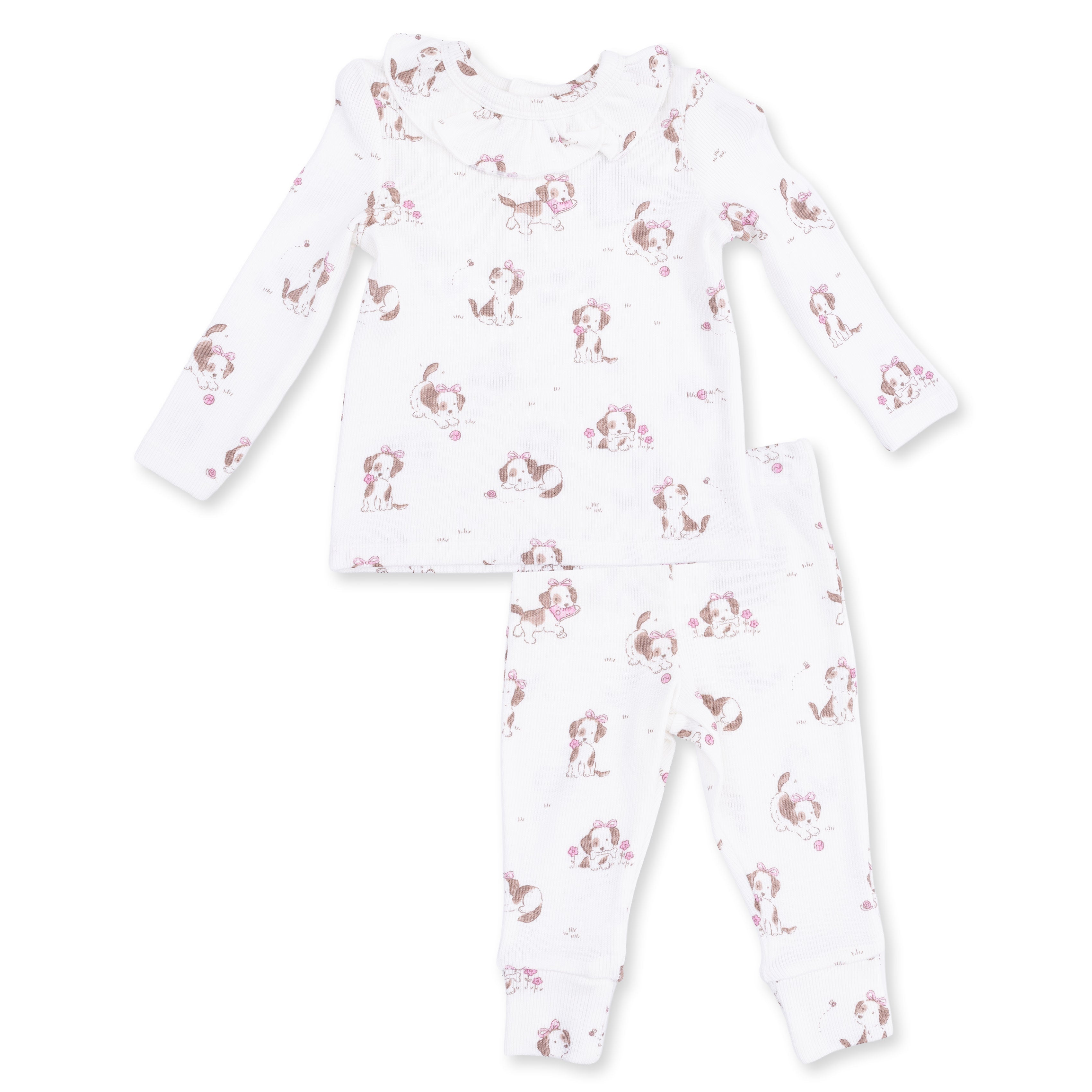 Explorer Puppy Pink - Long Sleeve Ruffle Top And Pant