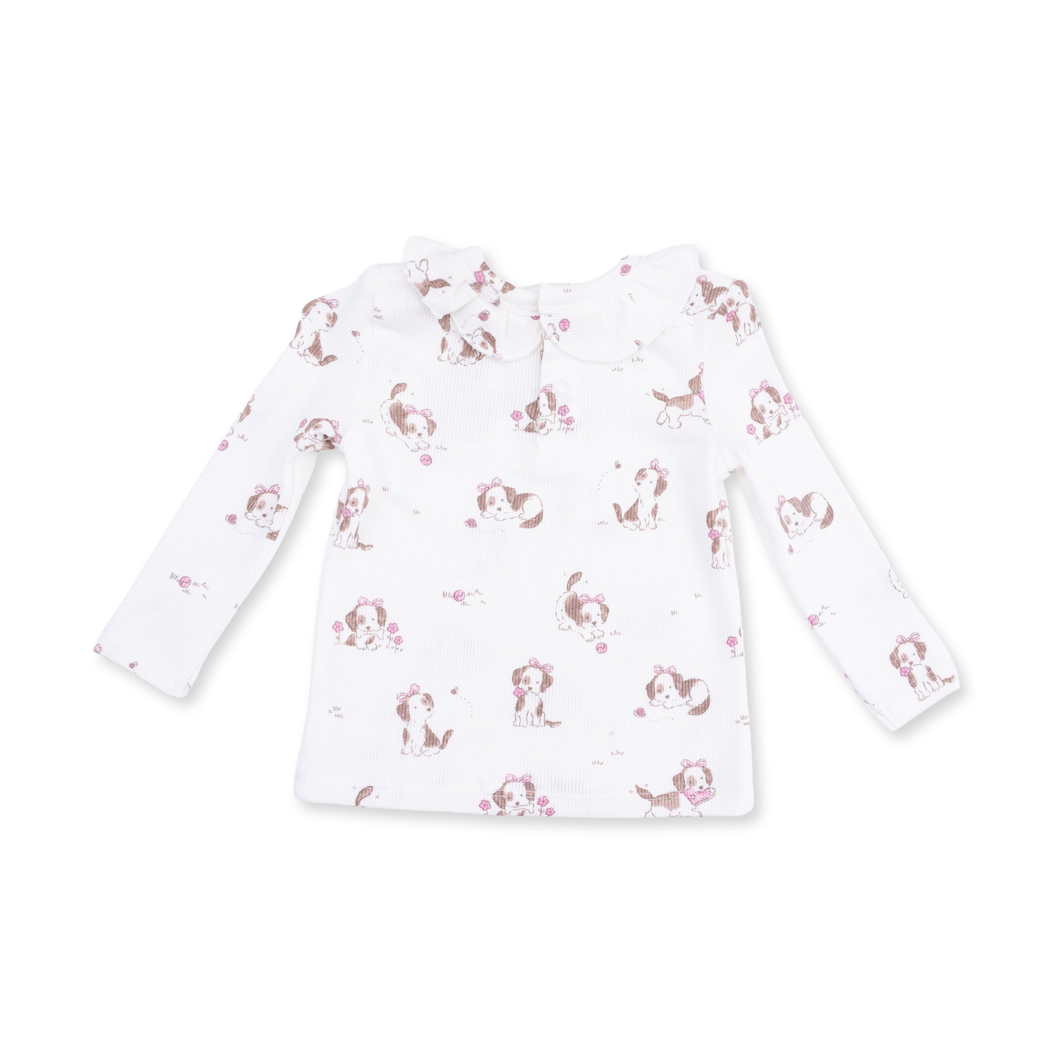 Explorer Puppy Pink - Long Sleeve Ruffle Top And Pant