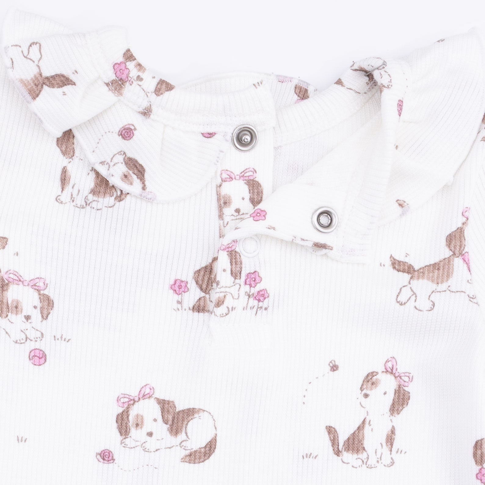Explorer Puppy Pink - Long Sleeve Ruffle Top And Pant