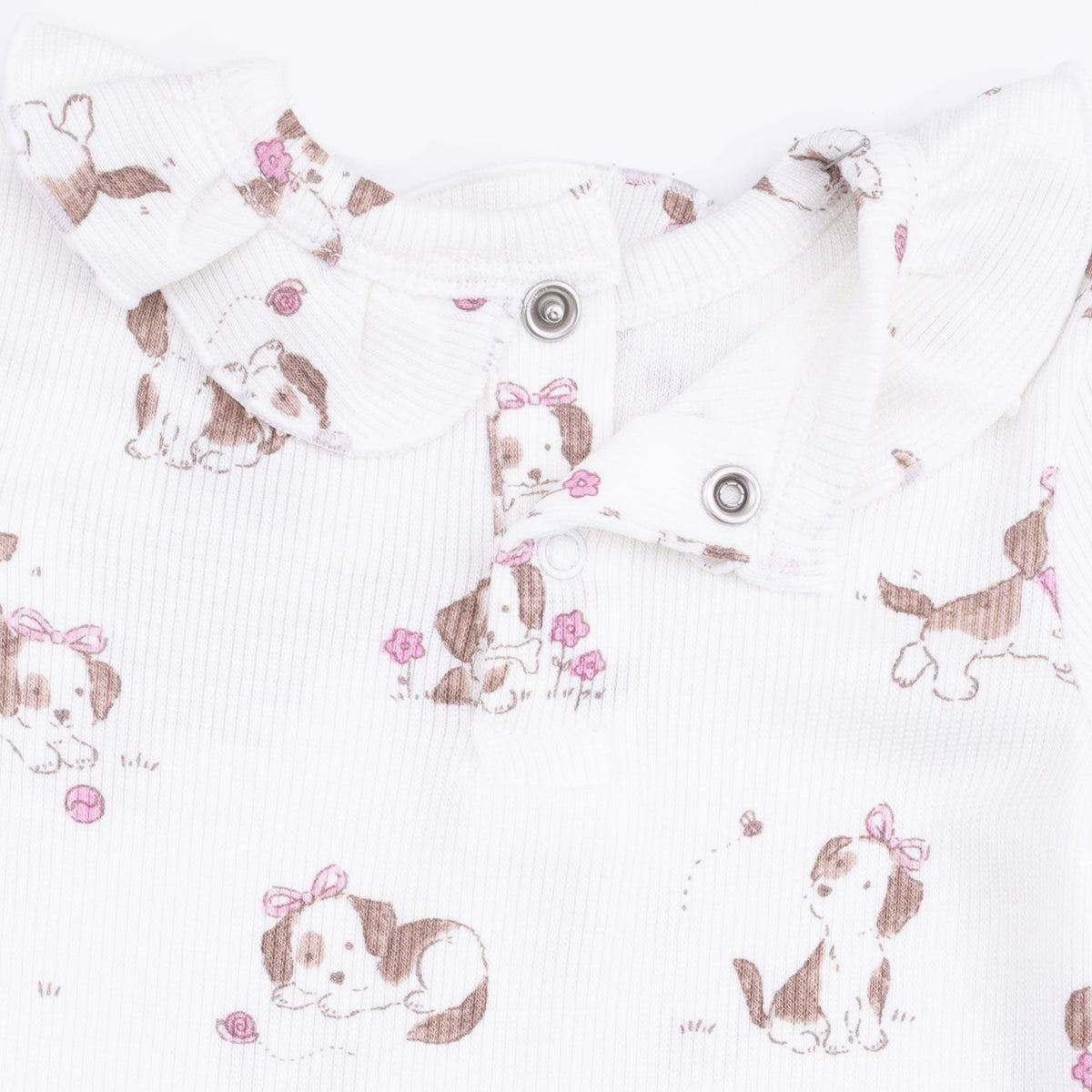 Explorer Puppy Pink - Long Sleeve Ruffle Top And Pant