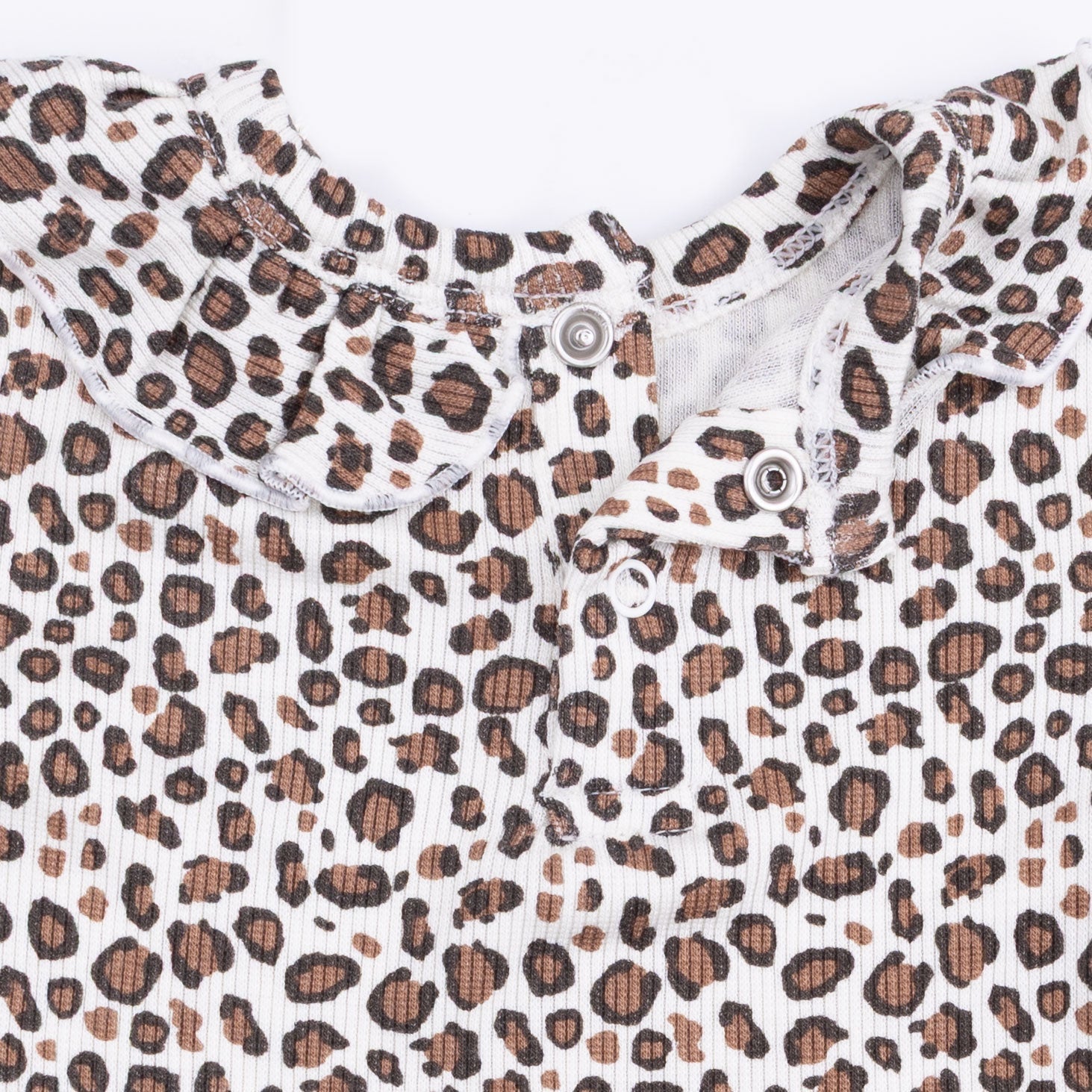 Leopard Rib - Long Sleeve Ruffle Top And Pant