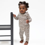 Leopard Rib - Long Sleeve Ruffle Top And Pant
