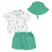 Country Club Dogs Neutral - Polo With Casual Short  & Bucket Hat