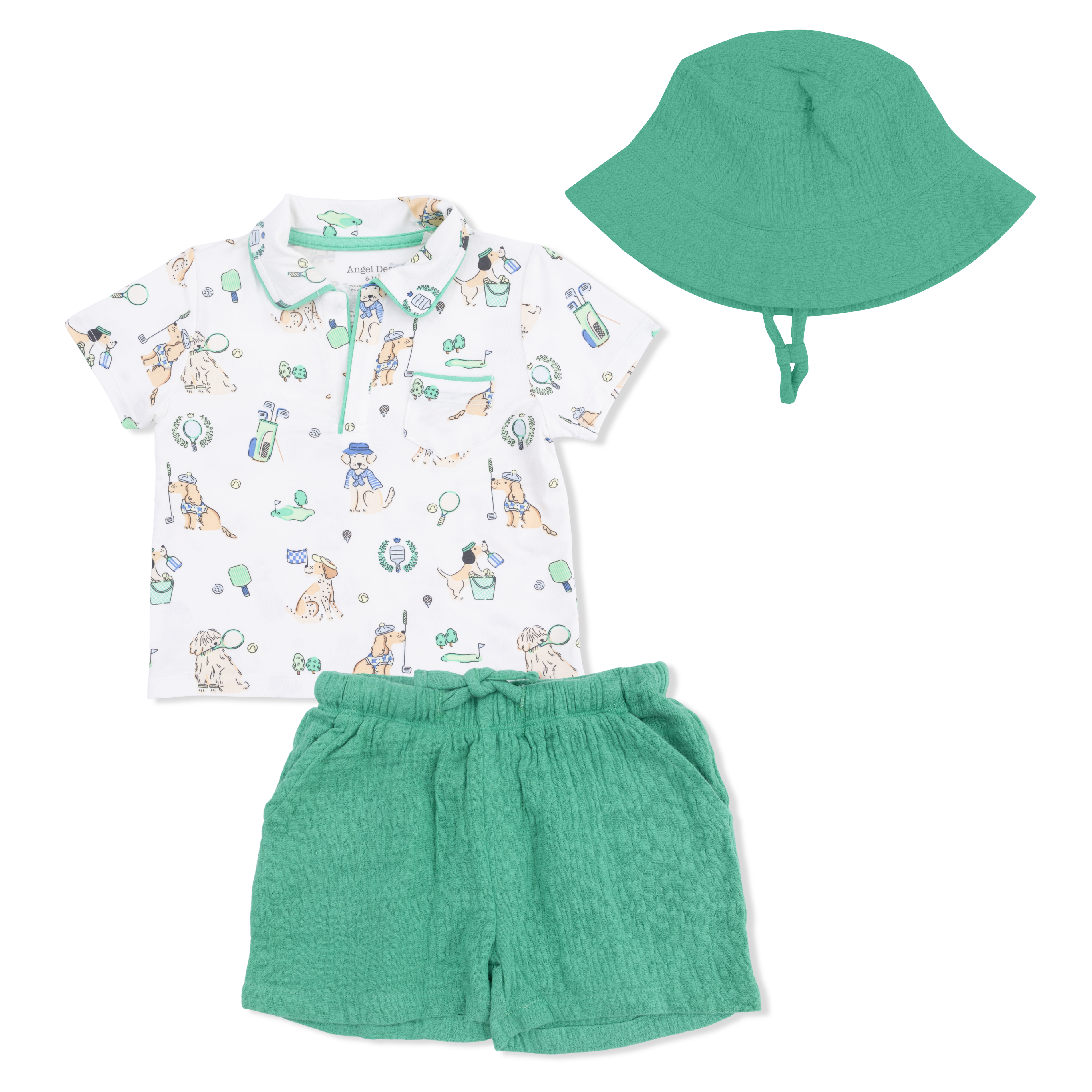 Country Club Dogs Neutral - Polo With Casual Short  & Bucket Hat