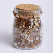 Lore Neutrals Browns And Coppers Alphabet Bead Jar With Gold Fawn Charm