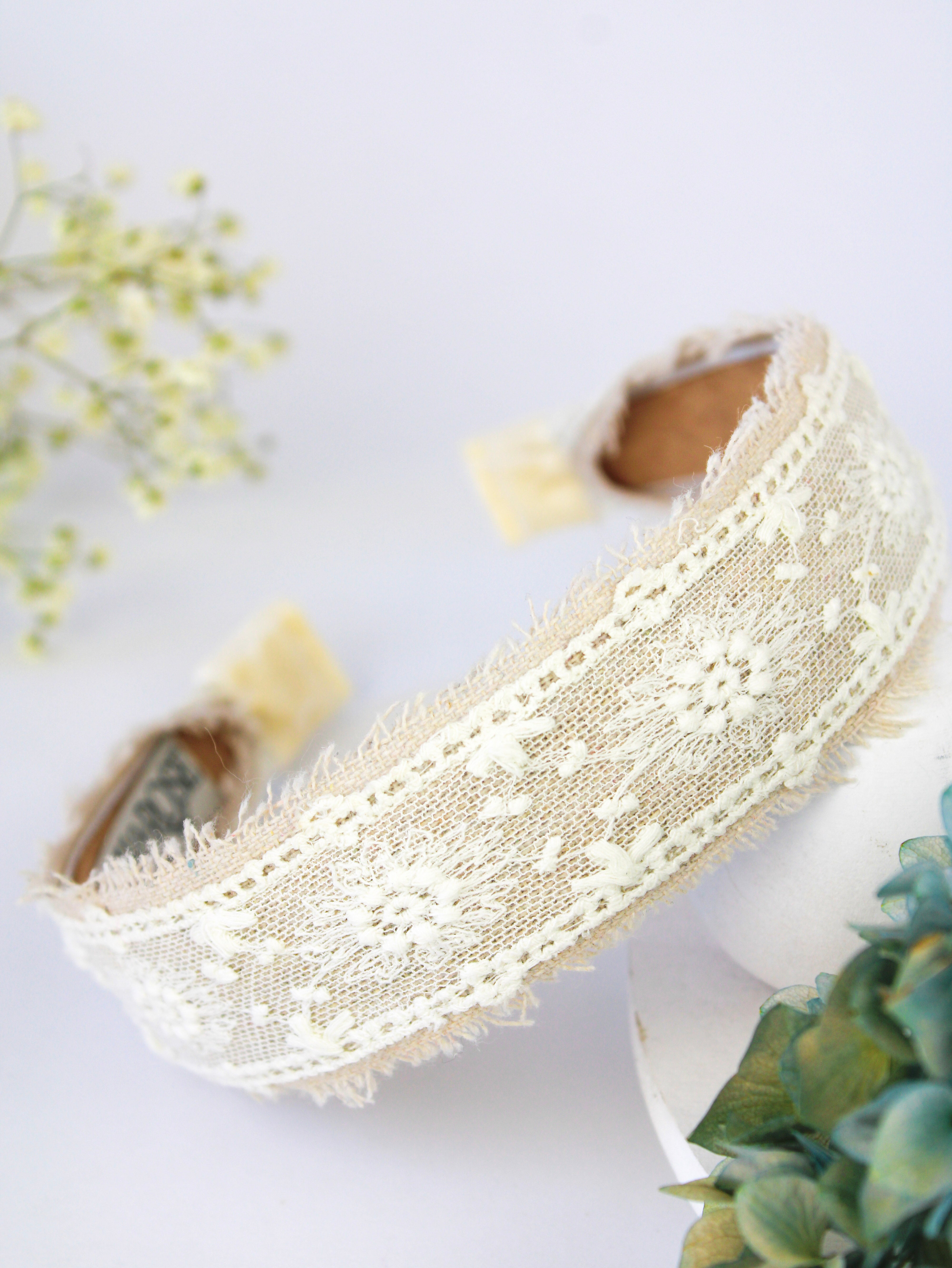 Clara Lace And Linen Headband