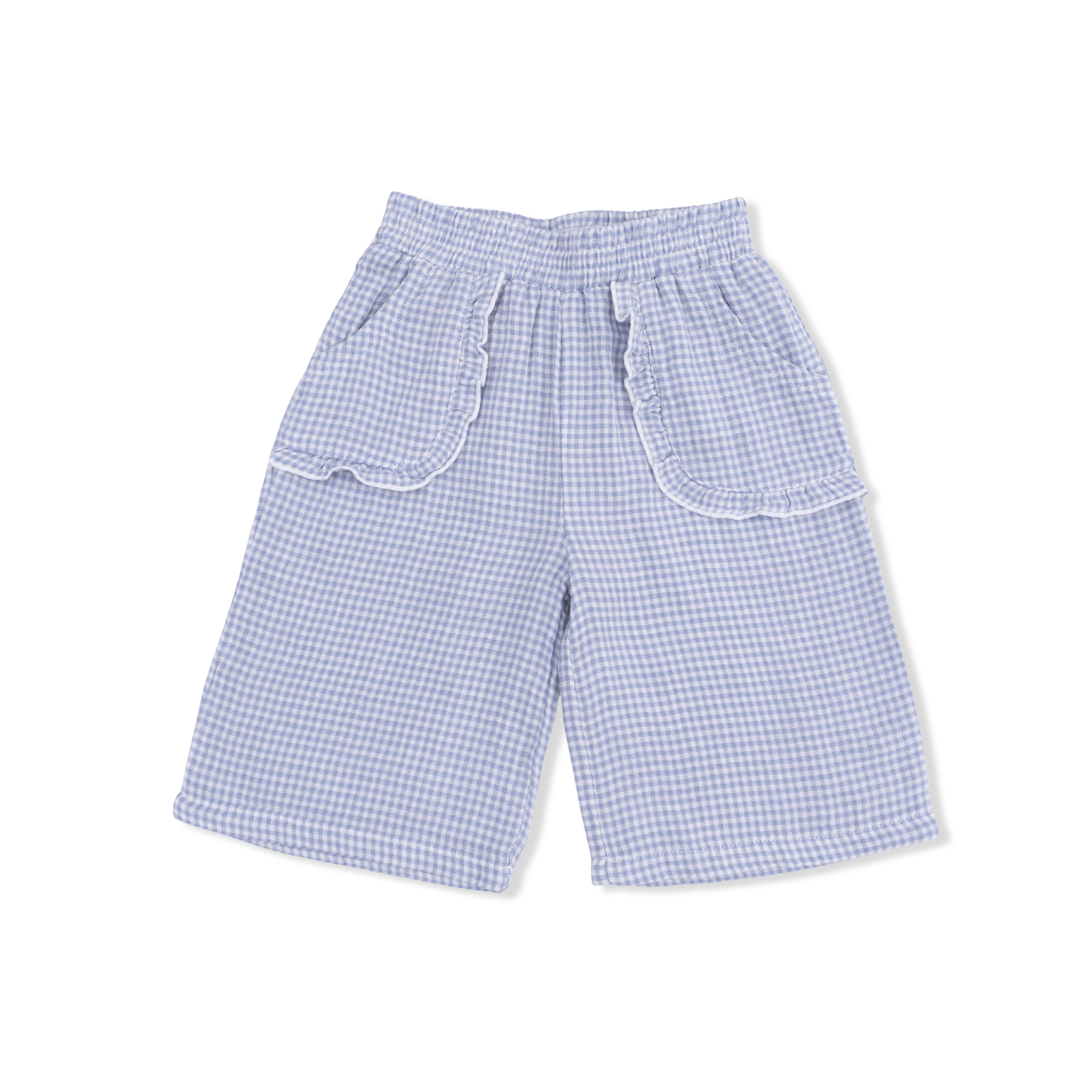 Micro Gingham Blue Blizzard - Peplum Tank With Wide Leg Pant