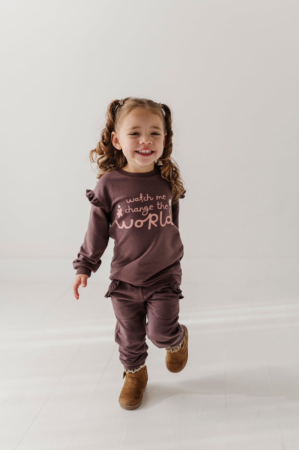 Girls Ruffle Sweatshirt In Watch Me Change The World