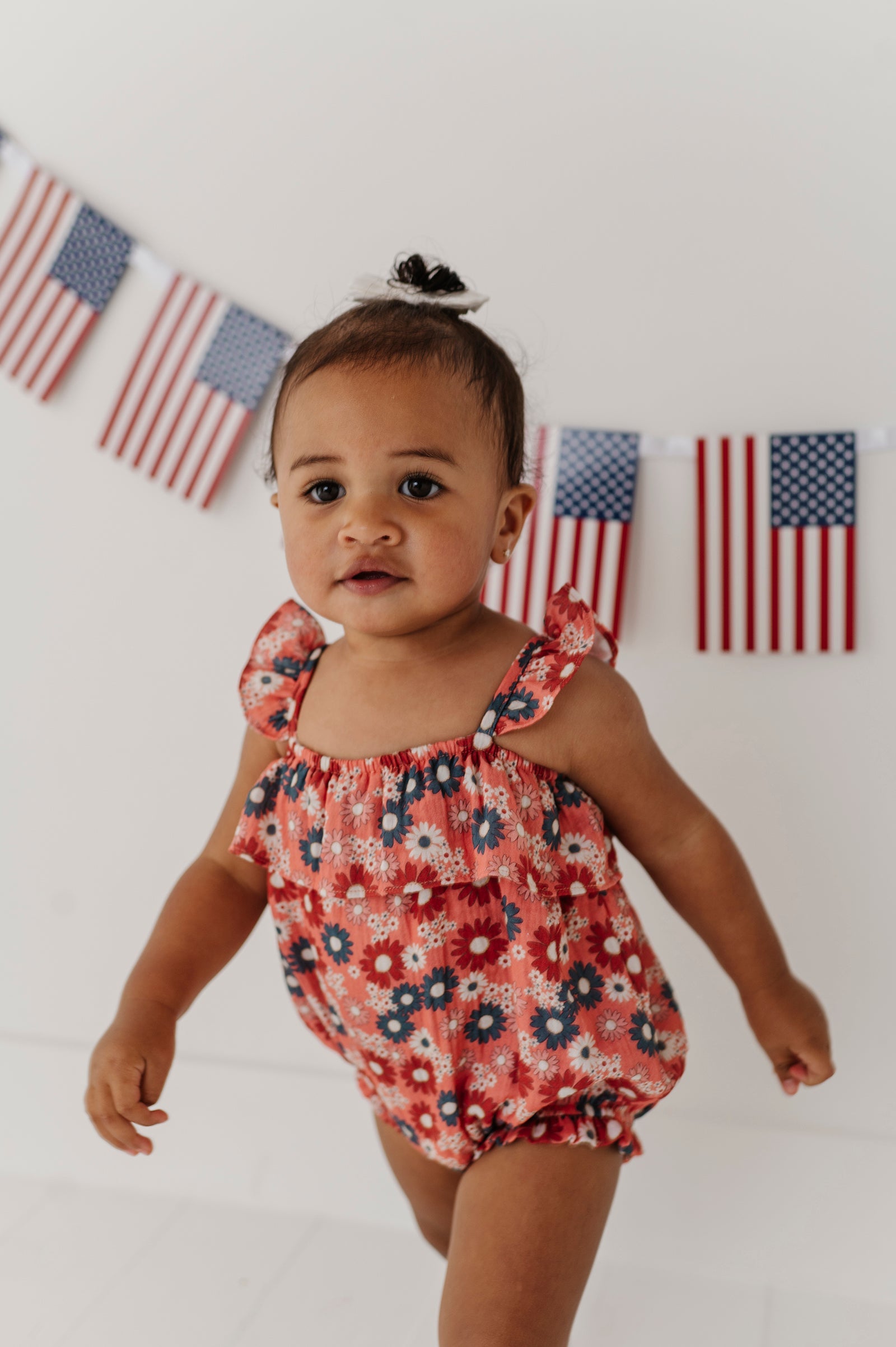 Baby Girl Gauze Bubble Romper In Zoey Daisy