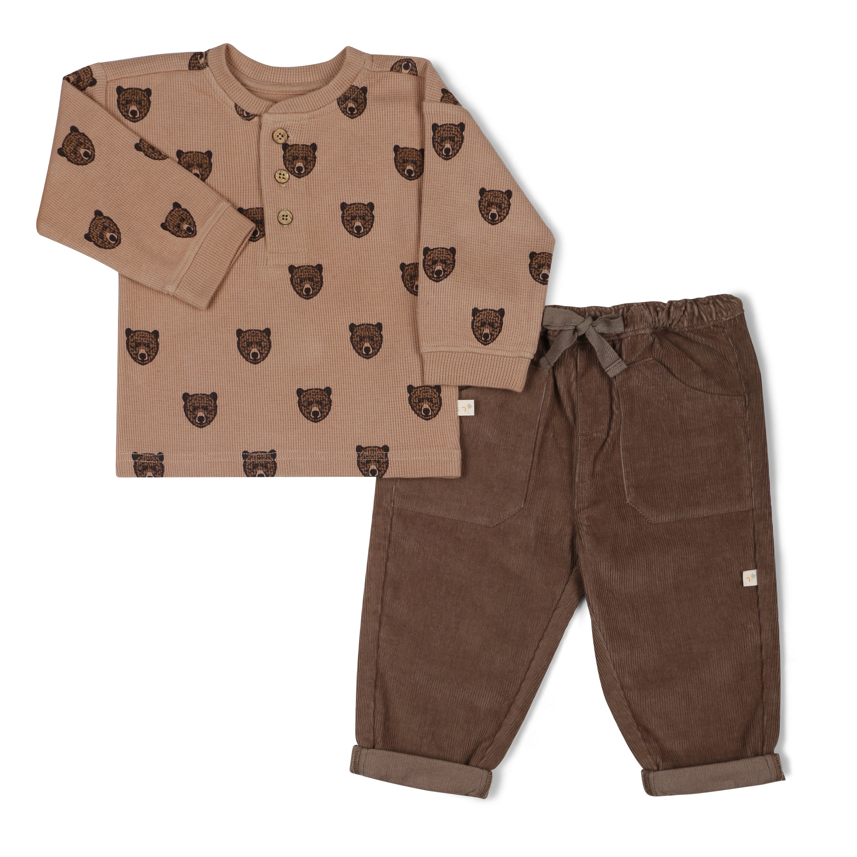 Organic Tee And Corduroy Pant Set - Espresso