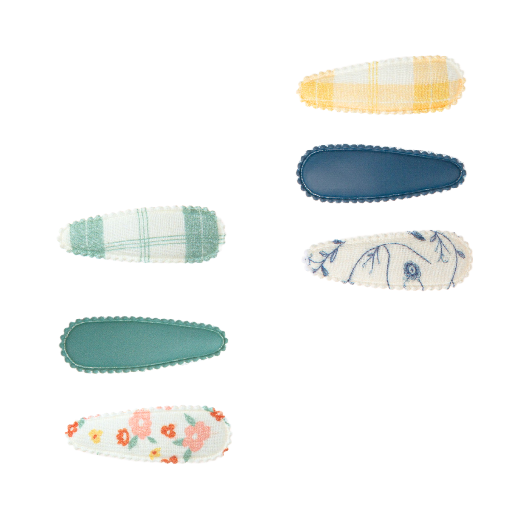 Cottage Snap Clips Set Of 3 | Organic | Fern Plaid + Sunset Meadow