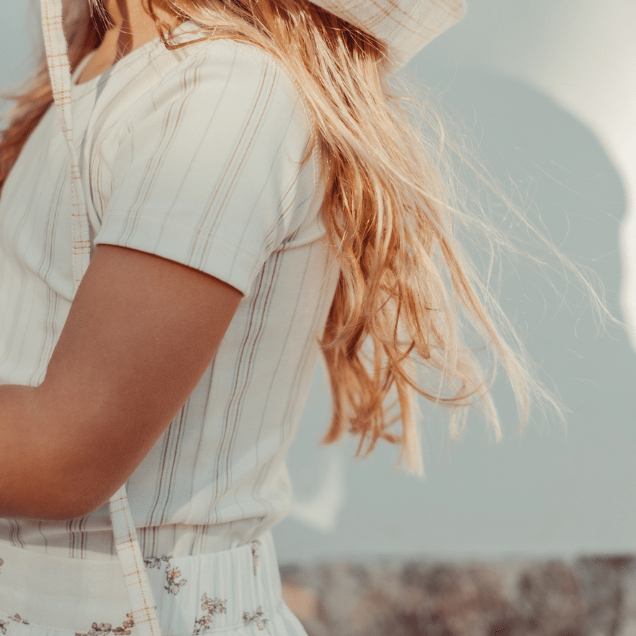 The Printed Long Sleeve Tee - Mist Stripe