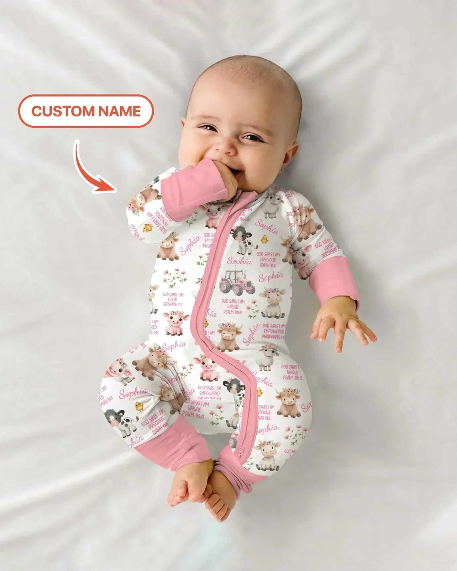 Custom Name God Says I Am Farm Animals Bamboo Convertible Zippy