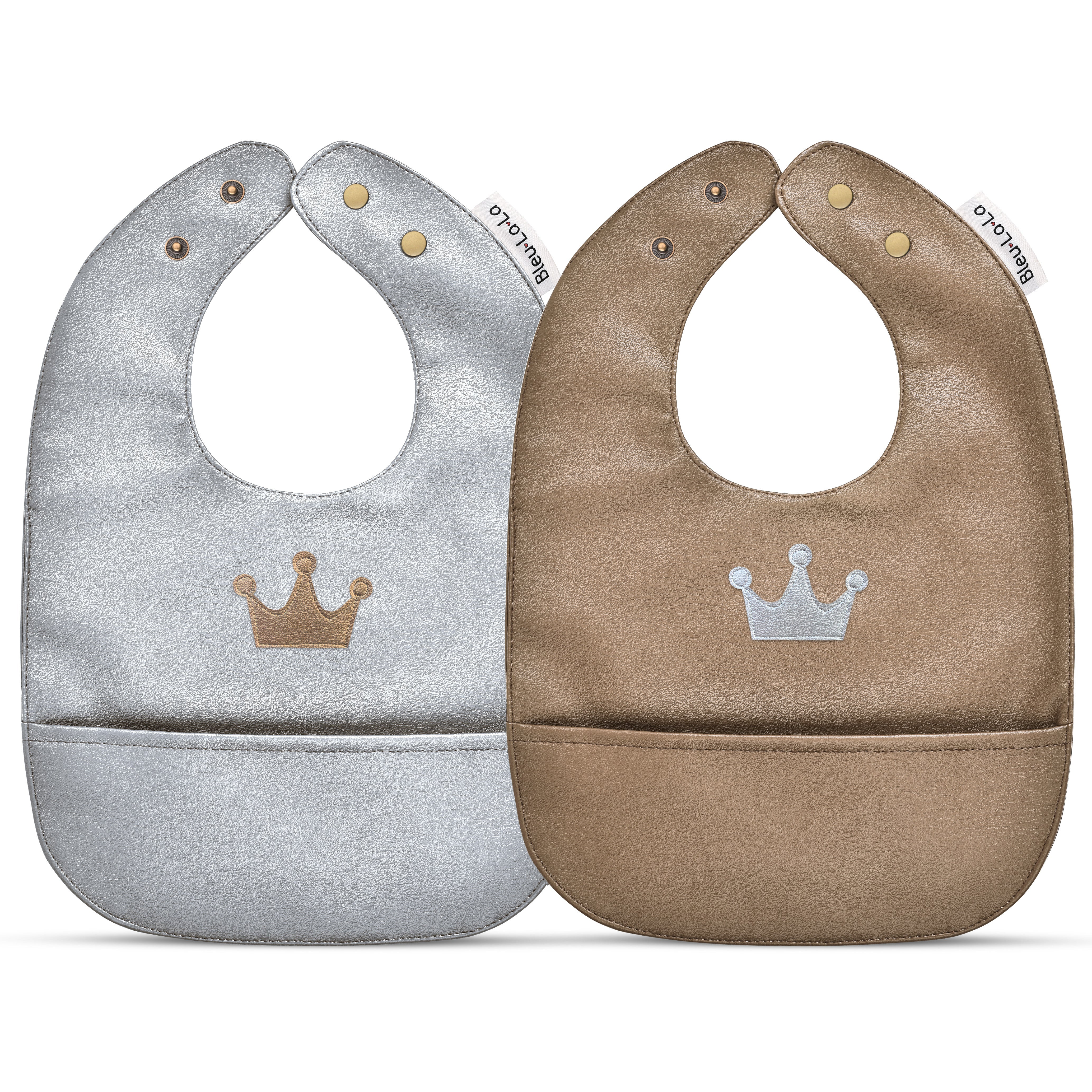 Trendsetter- Set Of Soft Vegan Leather Easy Clean Bibs 12-24 Months By Bleu La La