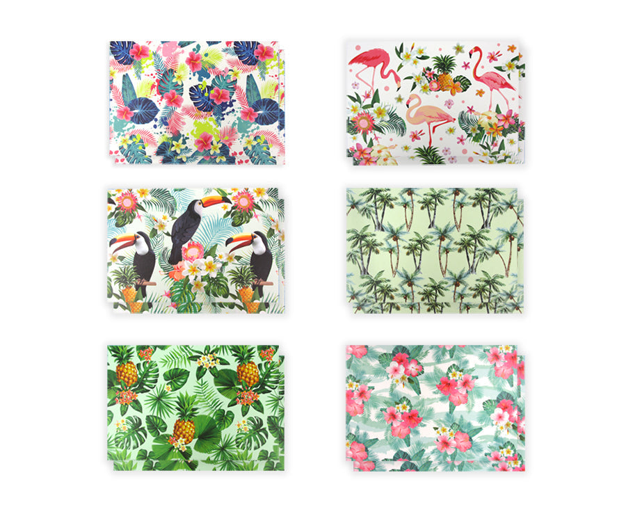 Tropical Hawaiian Florals - 36 Pack Assorted Greeting Cards For All Occasions - 6 Design