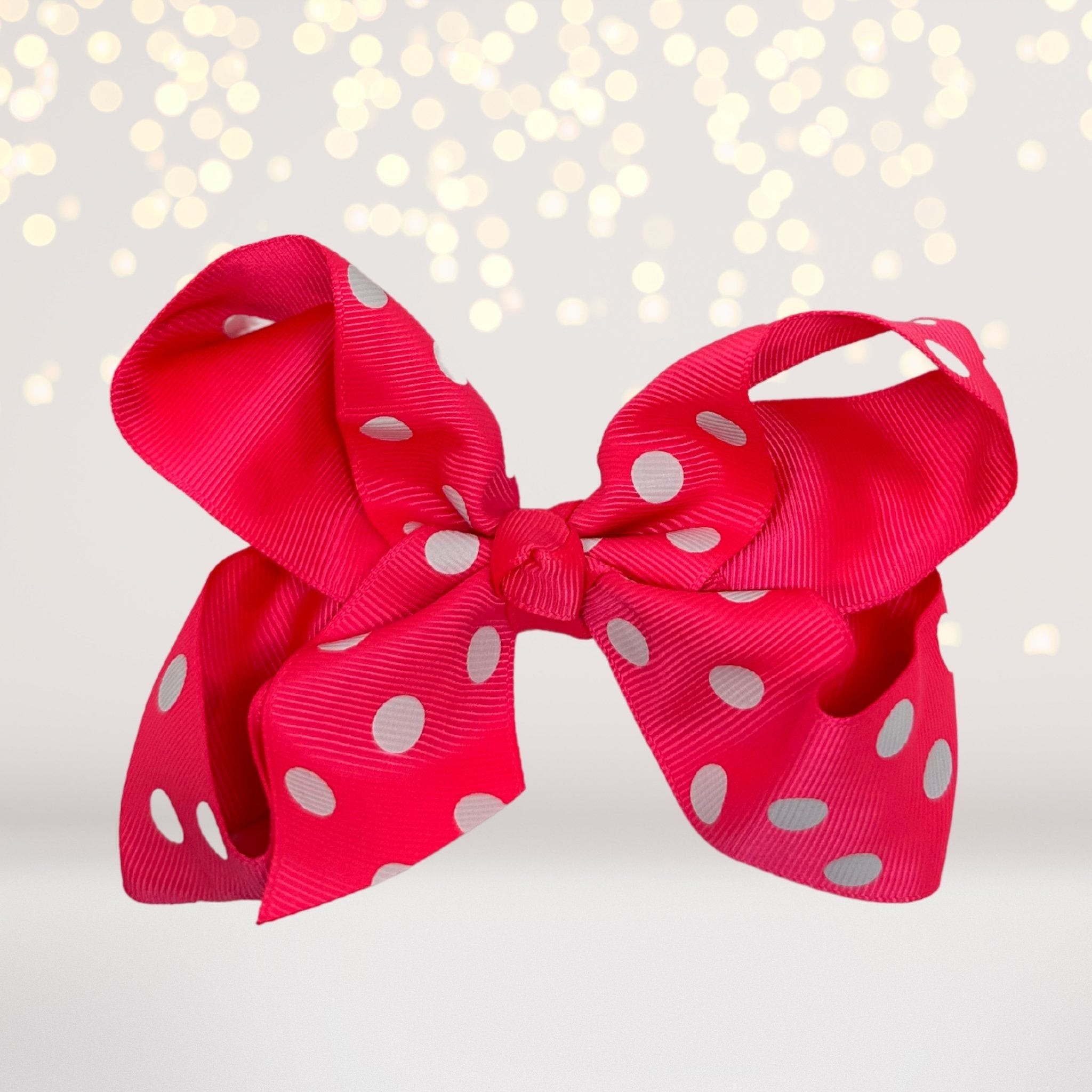 Girls Polka Dot Hair Bow, 5 Inch Grosgrain Polka Dot Hair Bow