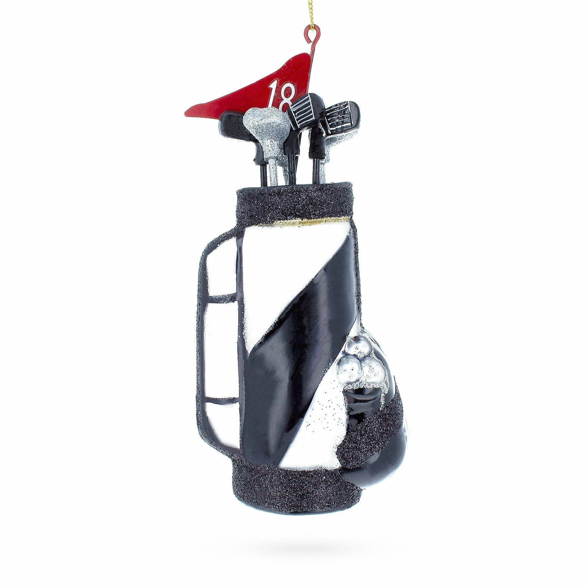 Sporty Golf Bag With Clubs - Blown Glass Christmas Ornament