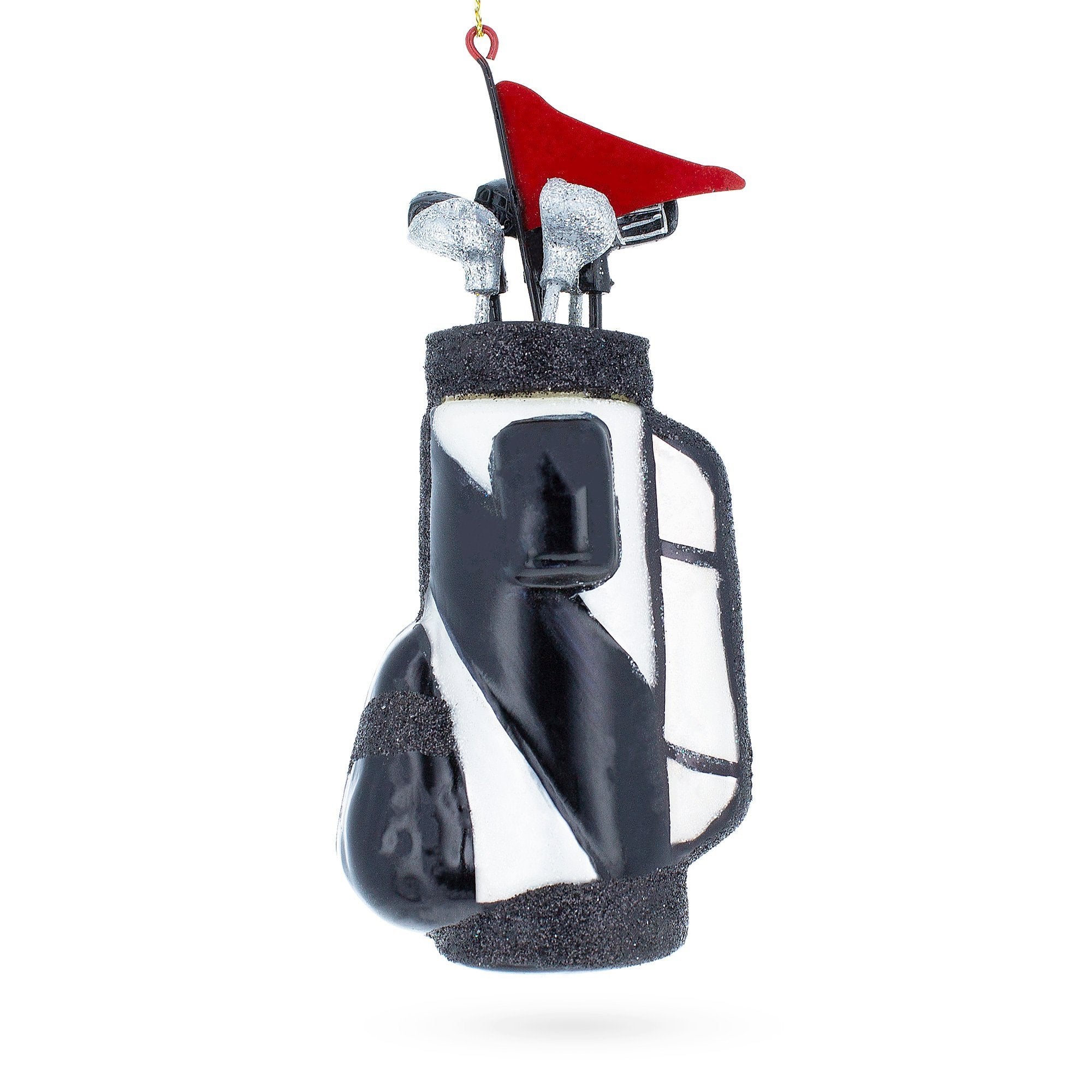 Sporty Golf Bag With Clubs - Blown Glass Christmas Ornament