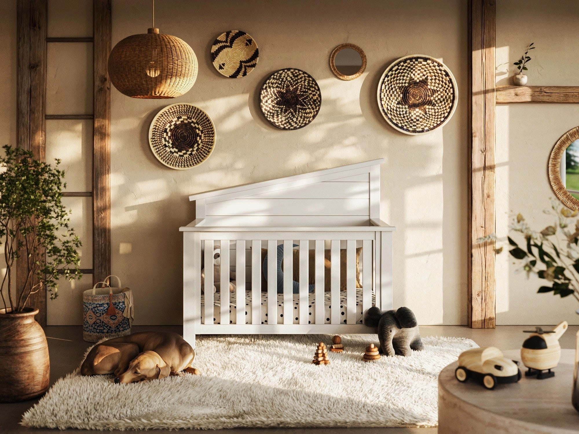 "just White"  Balanced Baby 4-in-1 Convertible Crib