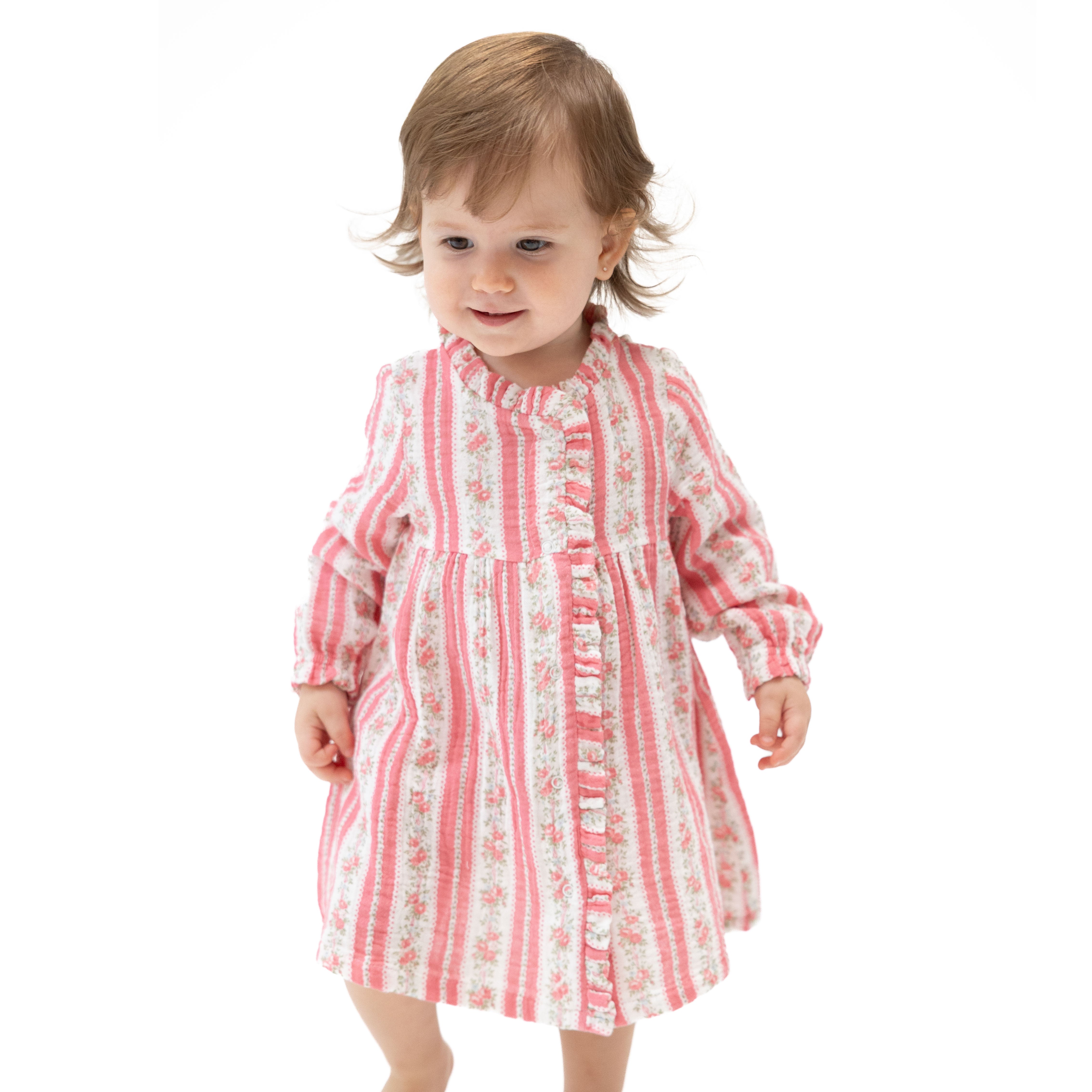 Suzie Floral Stripe - Romy Dress And Bloomer